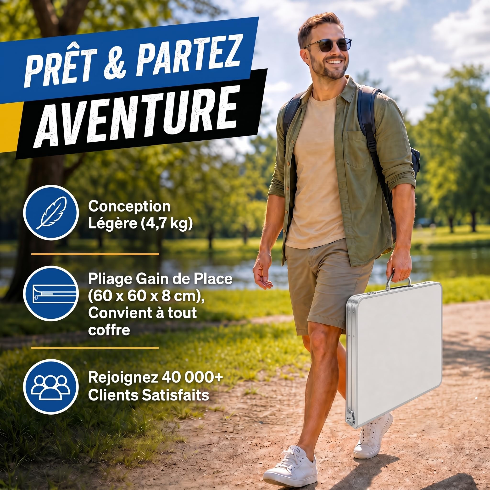 GOODS+GADGETS® Table Pliante Aluminium 120x60 cm avec 4 Chaises
