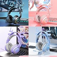 Vista 6 de Auriculares estéreo para juegos para PS4, PC, Xbox One y PS5, cancelación de ruido, auriculares sobre la oreja con micrófono, luz LED, sonido