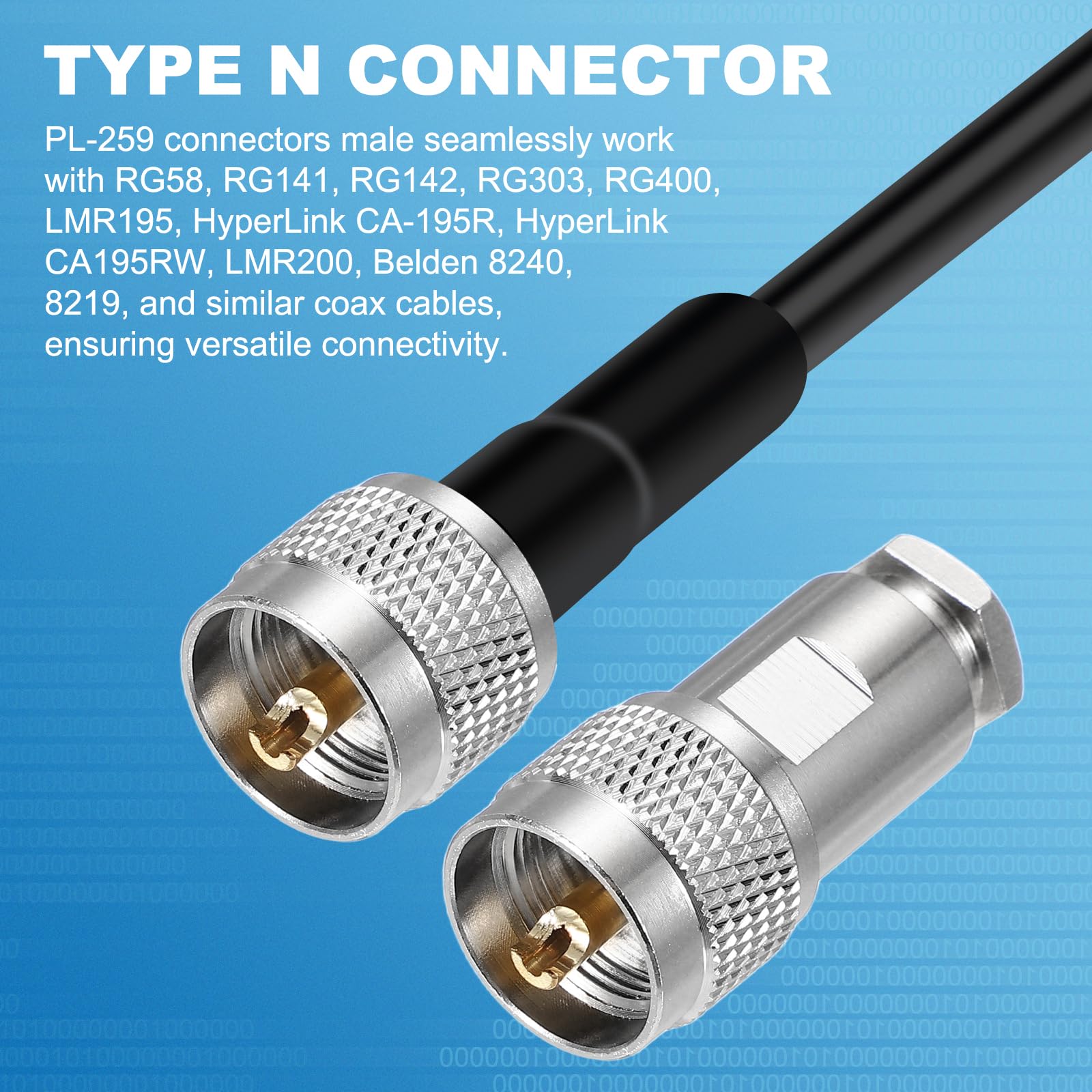 MECCANIXITY 10 connettori UHF maschio a morsetto, 6 mm, PL259, adattatore coassiale RF per cavo coassiale RG58 RG141 RG142 RG303 RG400 LMR195 LMR200