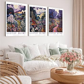 Amazon.com: Gustav Klimt print purple canvas mural Night