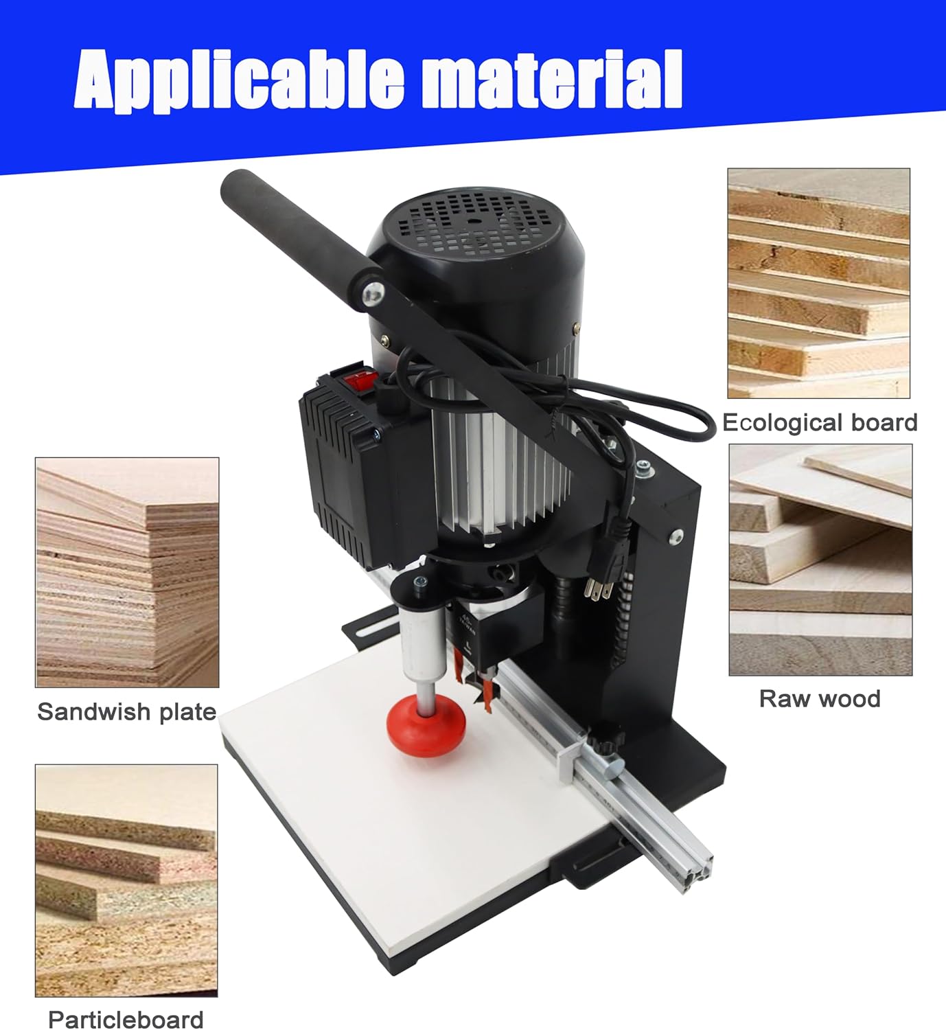 TECHTONGDA Electric Hinge Drilling Machine Portable Puncher Hand-Held Drilling Equipment Woodworking Hole Drilling, Depth 0-40mm 45-9.5