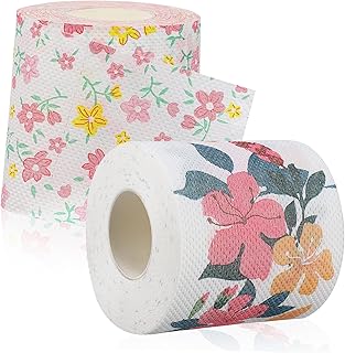 SECFOU 2 Rolos De Papel Higiênico Padrão Rolo De Papel Toalha Papel Higiênico Falso Papel Higiênico Papel Higiênico Estampado Floral Papel Higiênico 100% Tecido De Polpa De Madeira