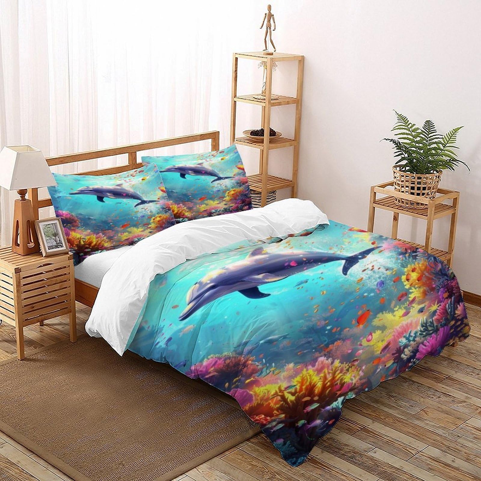 Parure de lit faune sauvage 3D avec housse de couette corail 200x200 pour adulte