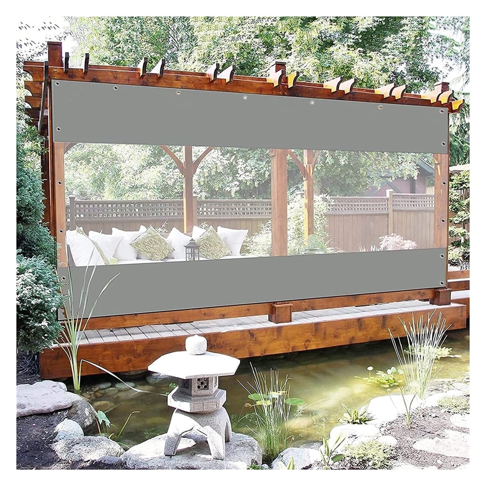 Lona para exteriores impermeable de aspecto lino para decorar y aislar tu jardín de invierno