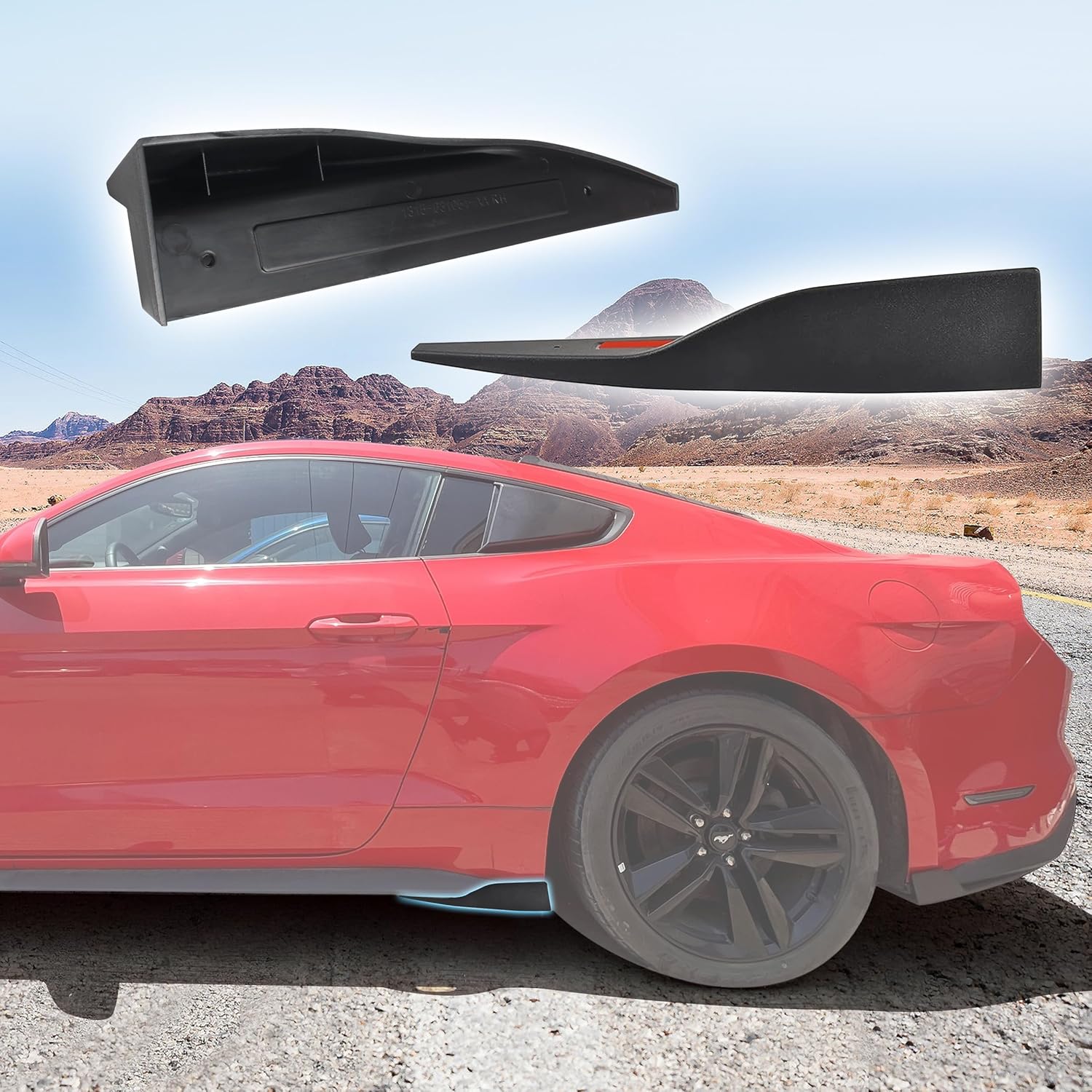 Side Skirt Rocker Winglet & Rear Side Splitters Car Body Plastic Compatible with Ford Mustang 2015-2023 Side Beam Side Skirt Rear Diffuser Accessories 2PCS