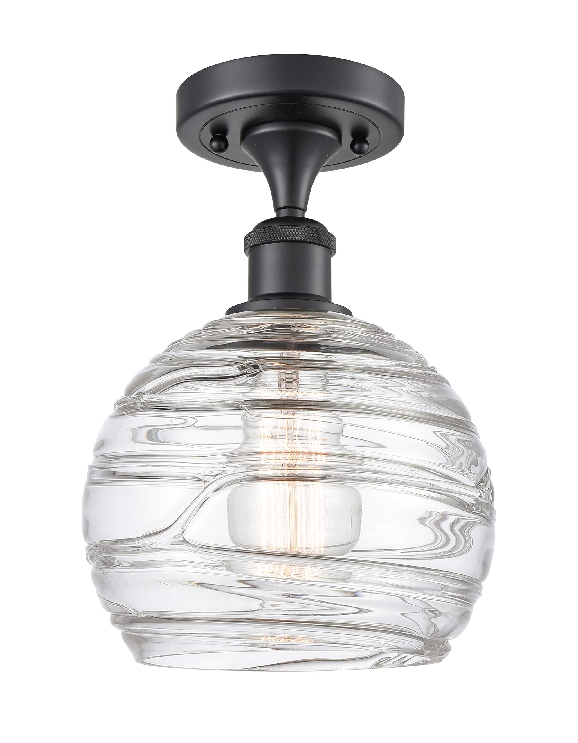 Innovations 516-1C-BK-G1213-8-LED Deco Swirl 1 Light Semi-Flush Mount Part of The Ballston Collection, Matte Black