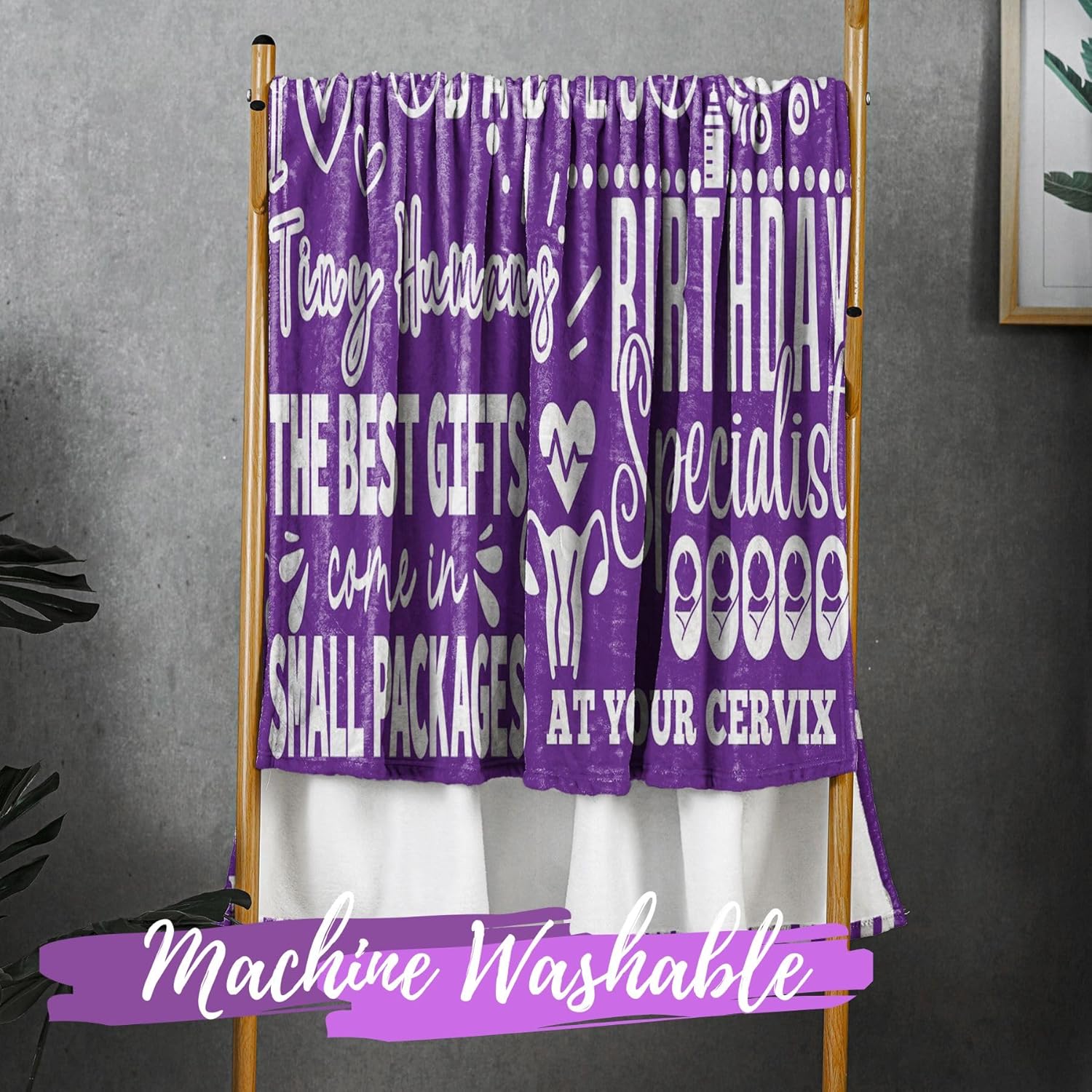 InnoBeta Nurse Gifts for Women, Labor and Delivery Nurse Throw Blanket for Adults, Aunt, Sisters, Best Friends, 50 x 65 Inches, Purple