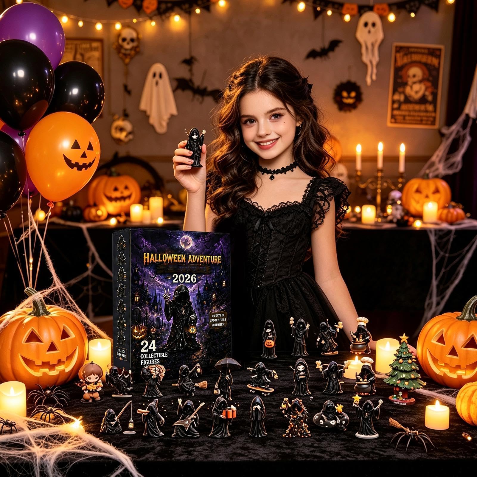 Calendario Cuenta Regresiva Halloween Con Figura Recuerdo Coleccionable | Calendario De Cuenta Regresiva Con De Fantasma Para Adultos Adolescentes Árbol Repisa Jardín