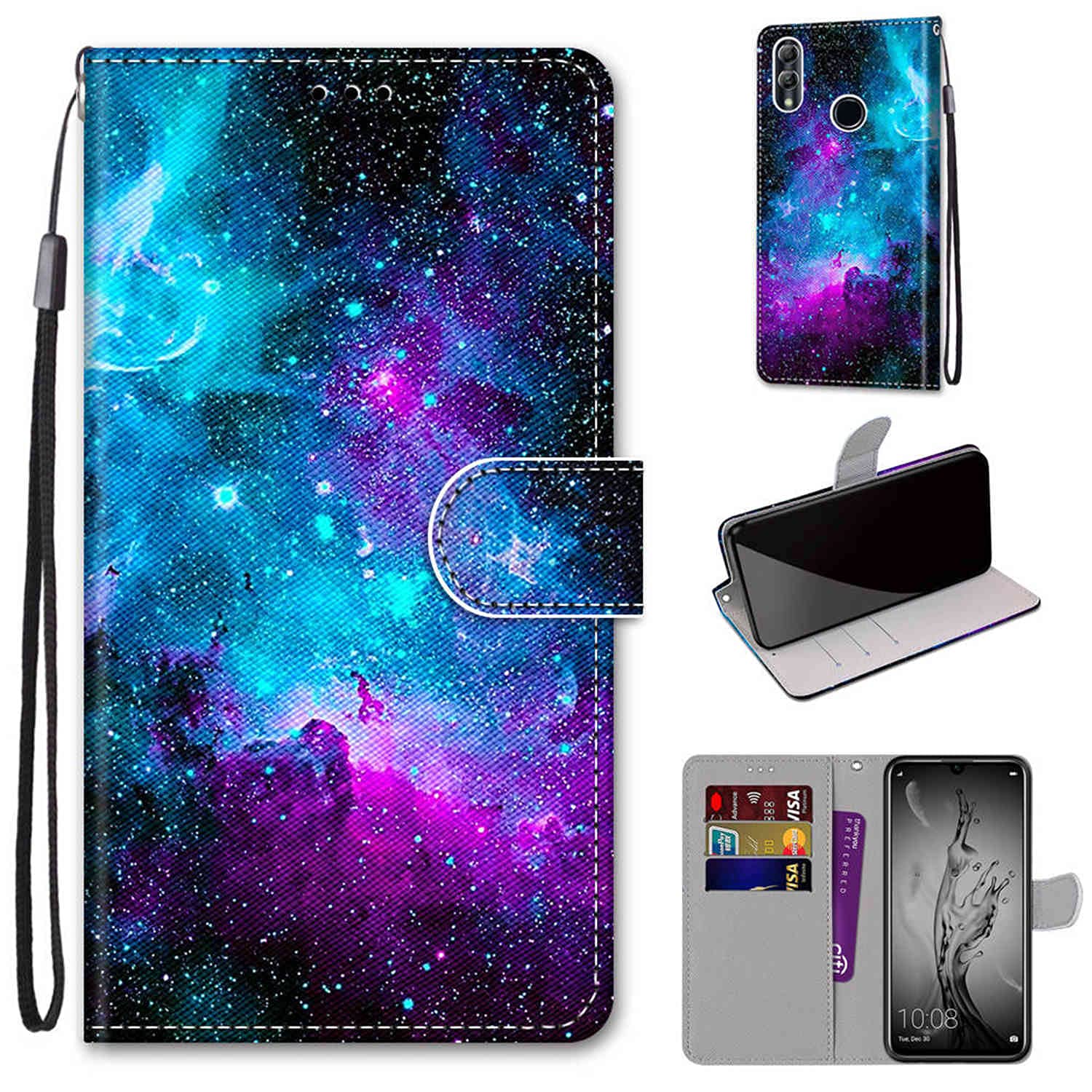 TOMYOU Custodia Portafoglio In Pelle Per Huawei P Smart 2019 / Honor 10 Lite – Flip Magnetica Con 3 Tasche