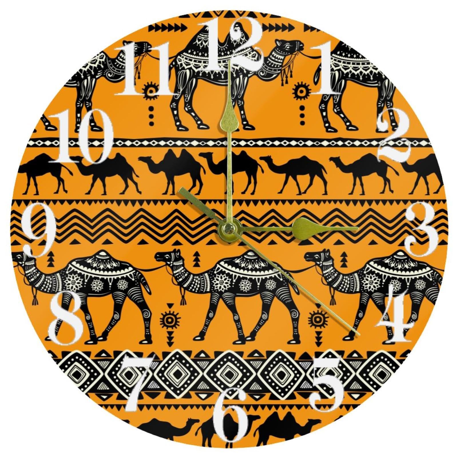 Horloge murale ethnique à quartz silencieuse ronde pour la décoration de la maison et du bureau