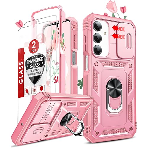LeYi for Galaxy A17/A16-5G Phone Case: Galaxy A17 5G Case with [2 Packs] Galaxy A16 Screen Protector & Magnetic Stand, Military-Grade Shockproof Funda para Galaxy A16/A17 4G 5G for Women Girl, Rink