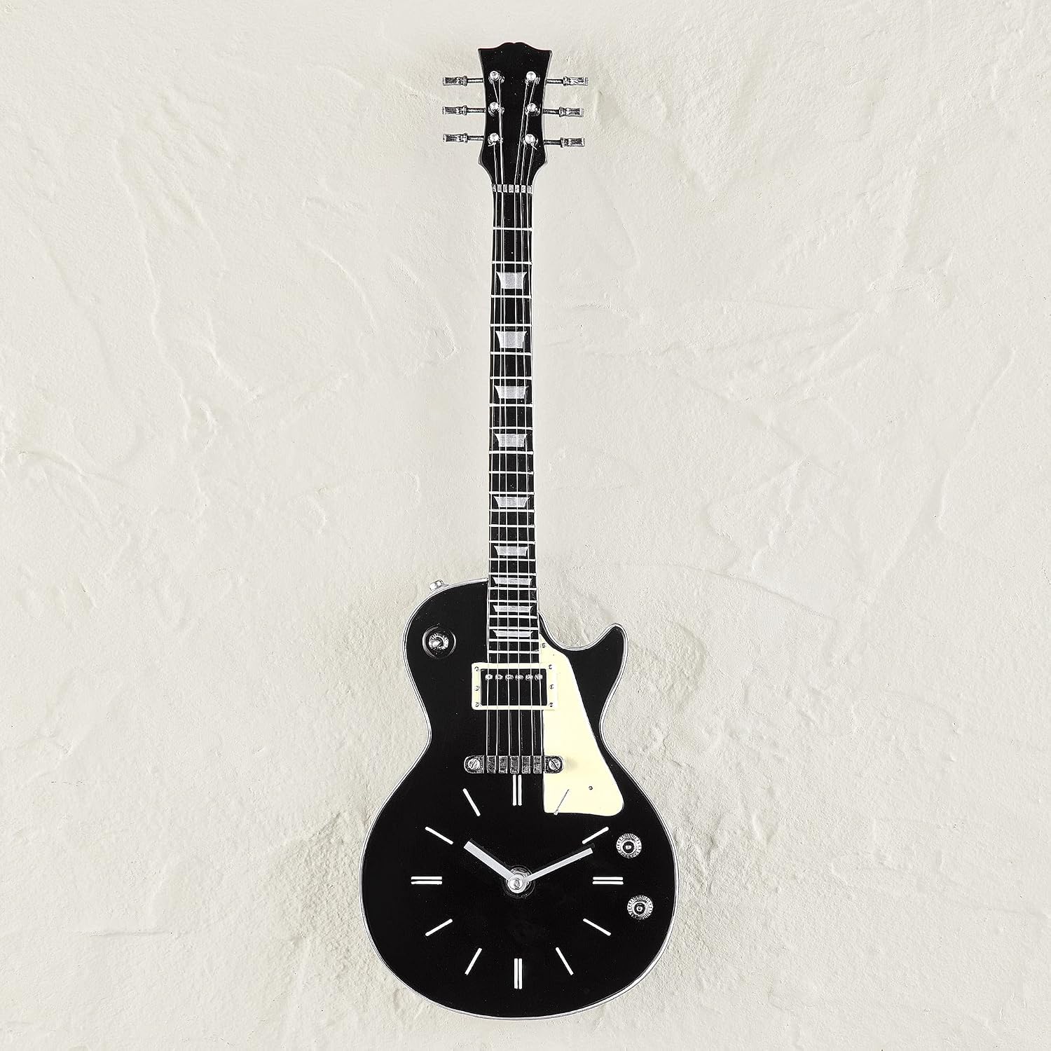 Collections Etc Unique Realistic Guitar Clock Wall Decor - 21" H with Hook on Back for Easy Hanging, Gift Idea for Music Lover