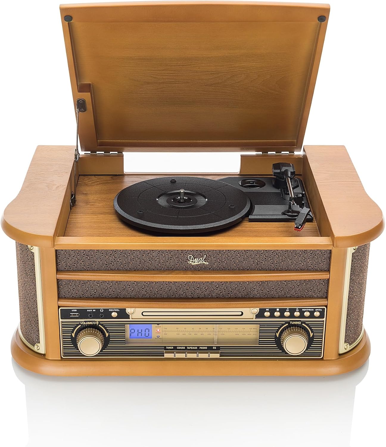 Dual 72946 Gramofon Z Głośnikami, Brązowy/Żółty, 2 x 5W