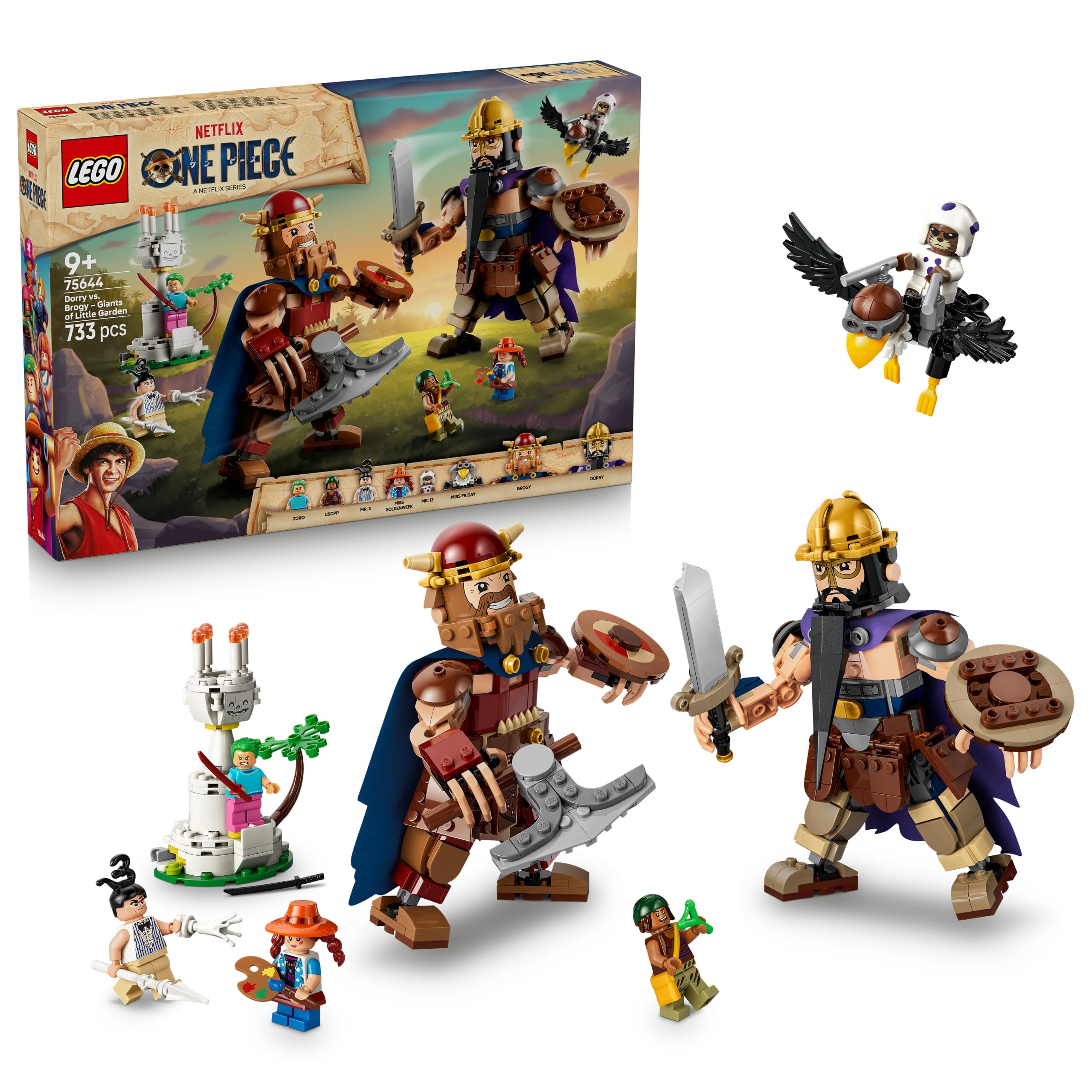 LEGO ONE PIECE Dori Contro Brogi – Giganti di Little Garden - Giocattolo Interattivo con 2 Action Figure e 5 Minifigure - Regalo per Bambini, Bambine e Fan da 9 Anni in su - 75644