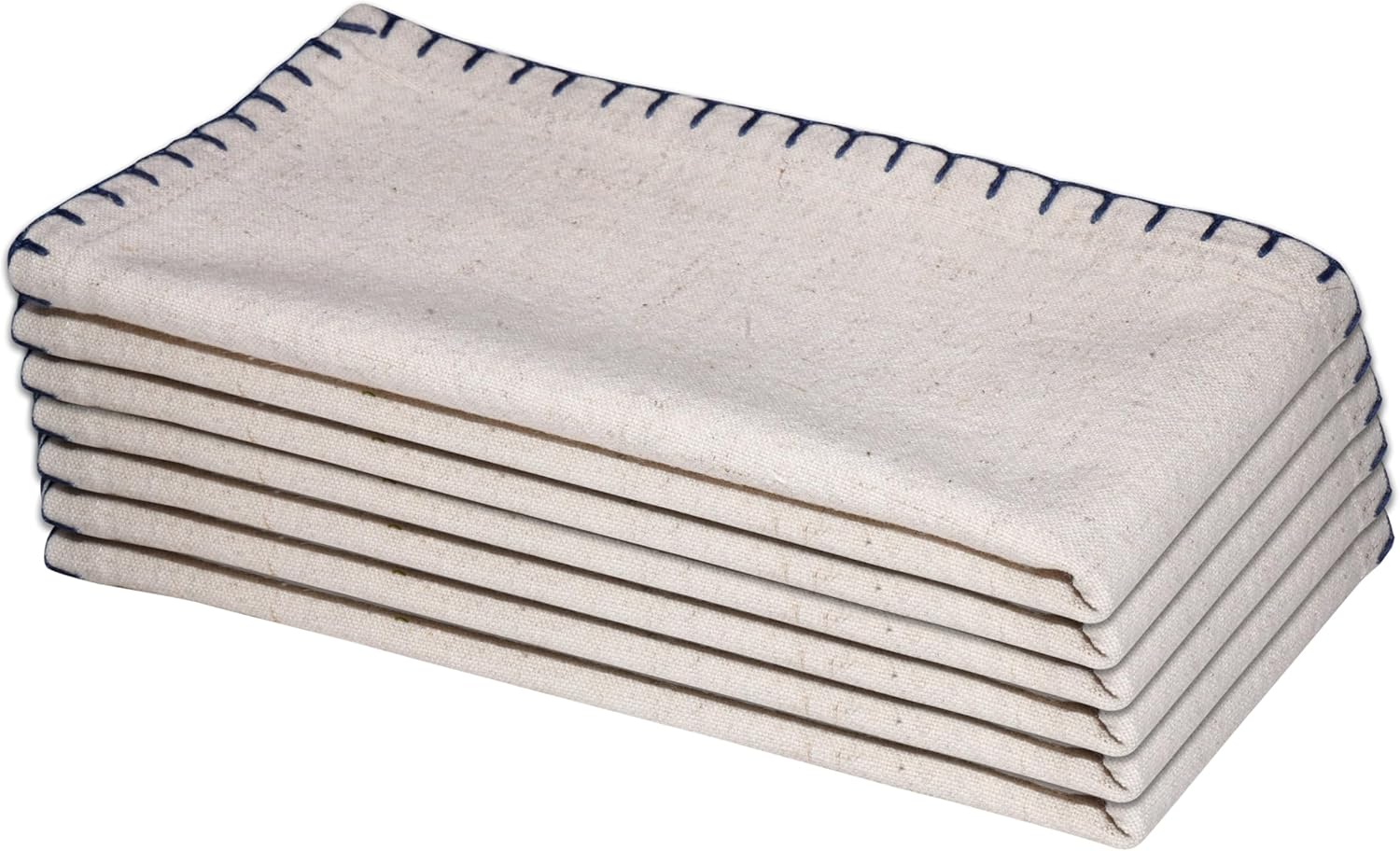 Servilletas de Tela Algodón Lino Juego de 6 Azul 43x43cm