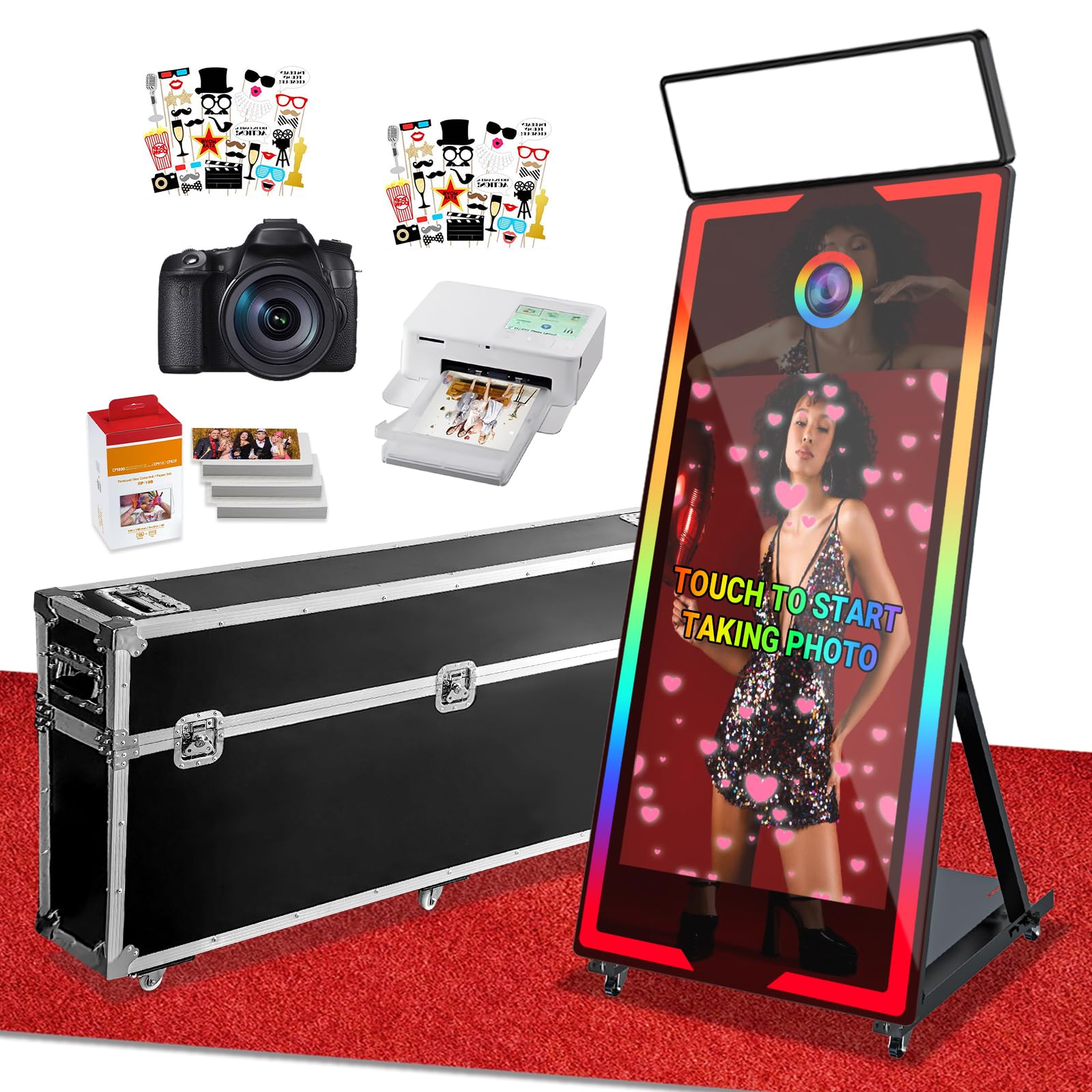 Event Rental Photo Booth With Software 65” Mirror Photo Booth With ...