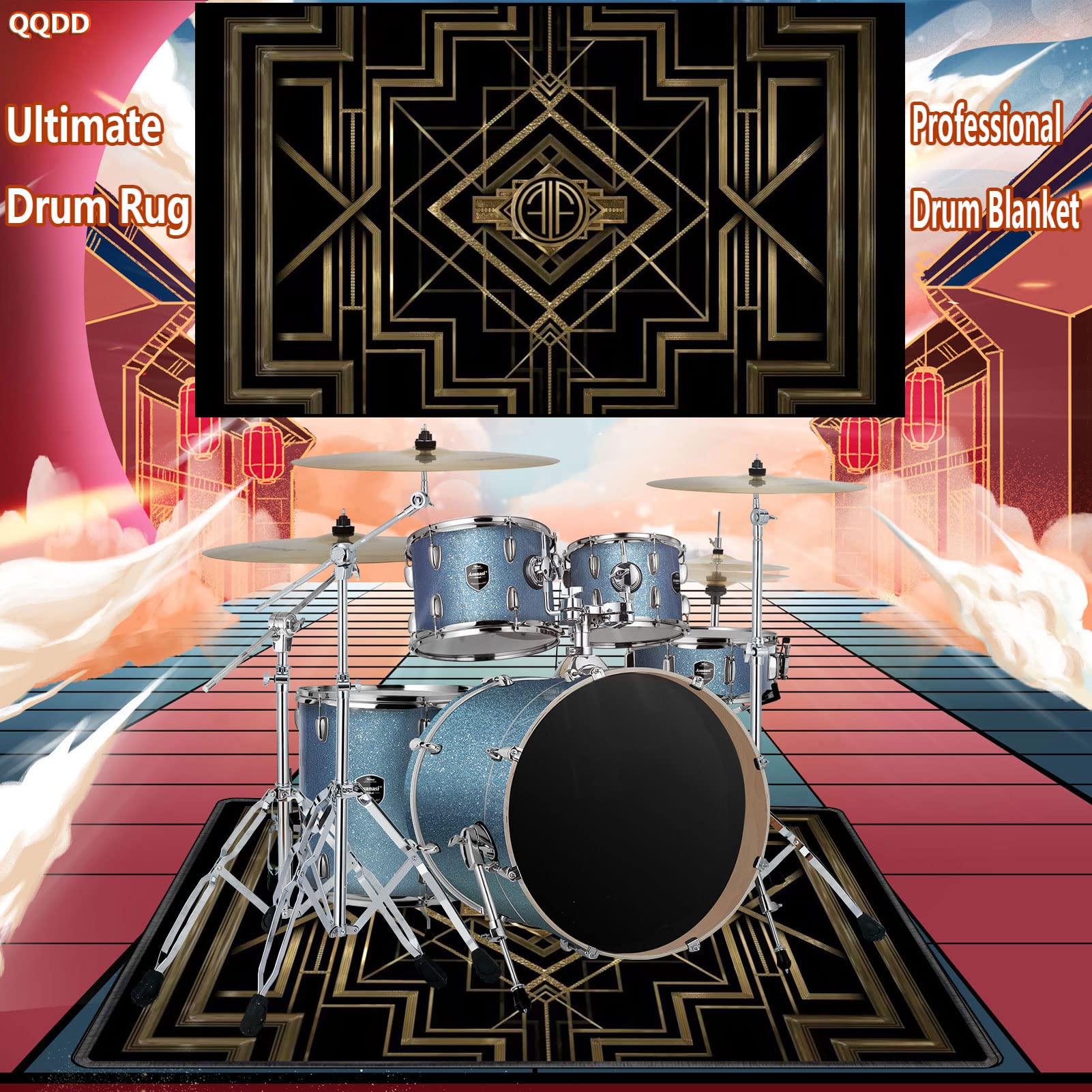 Drum-Teppich Schlagzeugteppich Trommel Schallschutz Teppich rutschfeste Matte für E Drum Schlagzeug Elektronisch Snare Teppich Snare Drum Musikinstrumente Schalldicht Teppiche (80CM - 200CM)
