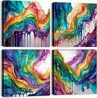 Graffiti Abstract Wall Art Colorful Fluid Lines Pictures for Living Room...