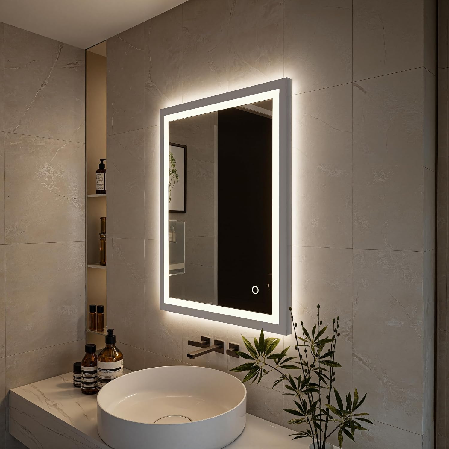 LEDMyplace 36 x 48 Inch LED Lighted Bathroom Vanity Mirror, Silver Frame, 3000/4000/6000 CCT Changeable & Remembrance, Anti-Fog, Touch Button Frontlit/Backlit, Magnum Style Mirror, Horizontal/Vertical
