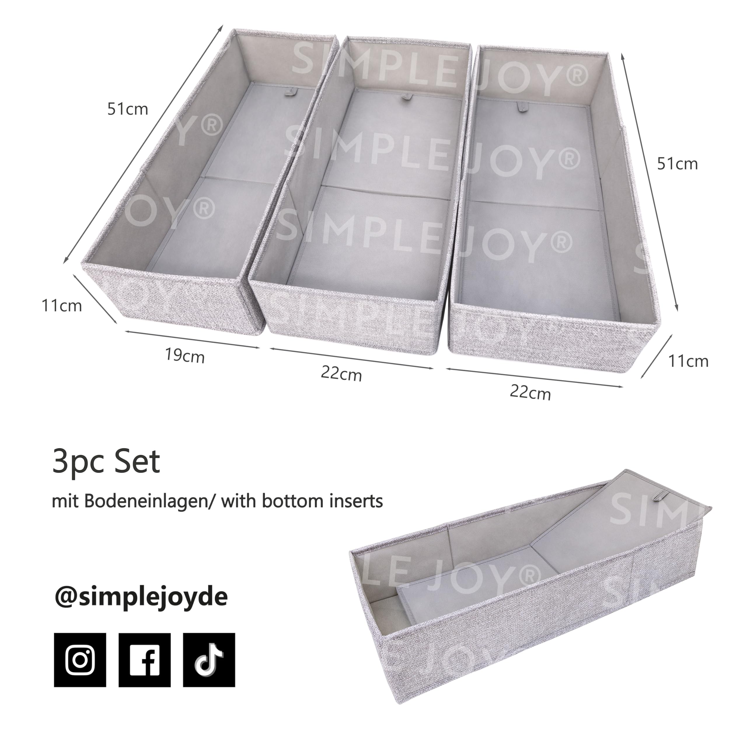 SIMPLE JOY® Organizador de cajones compatible con Ikea (PAX75 (3 compartimentos))