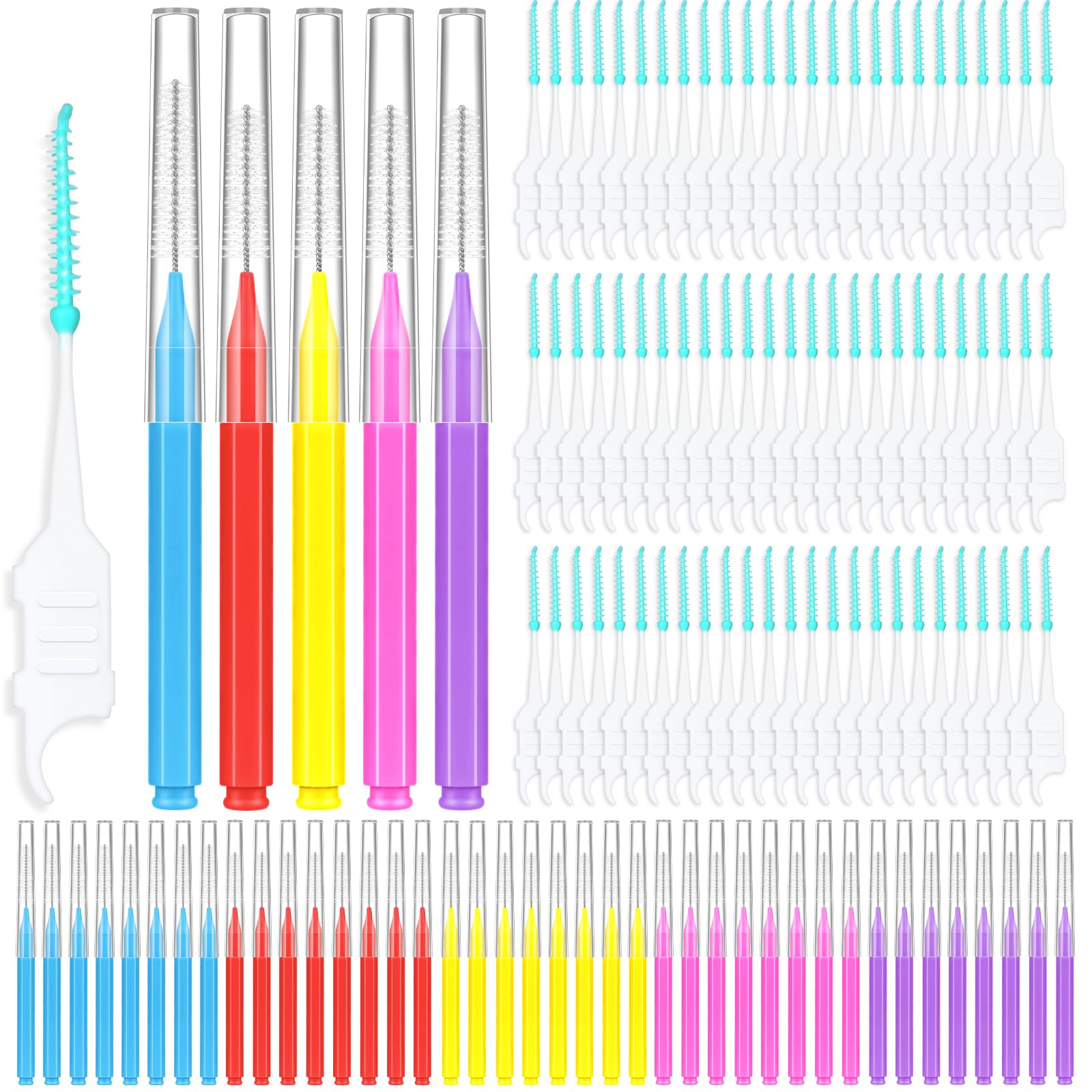 270Pcs Interdental Brush 6 Sizes Braces Brush Soft Bristles 360 Bendable Floss Heads Dental Brushes Between Teeth Gum