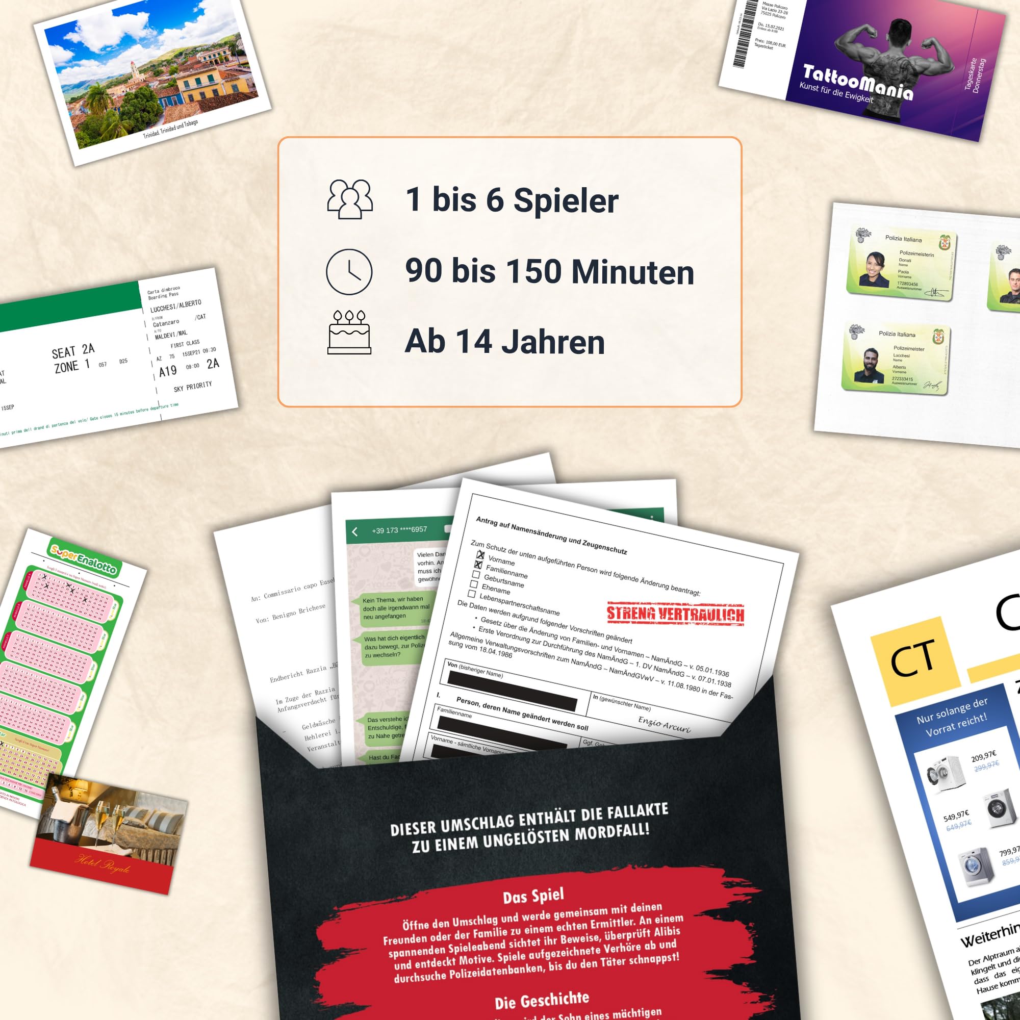 KrimiGames® Fallakten Spiele - Realistisches Crime Game für zu Hause - Krimi-Spiele für Erwachsene - 3 spannende Kriminalfälle lösen (3 für 2 Deal) - Mordfall lösen Spiel für 1-6 Personen ab 14 Jahren