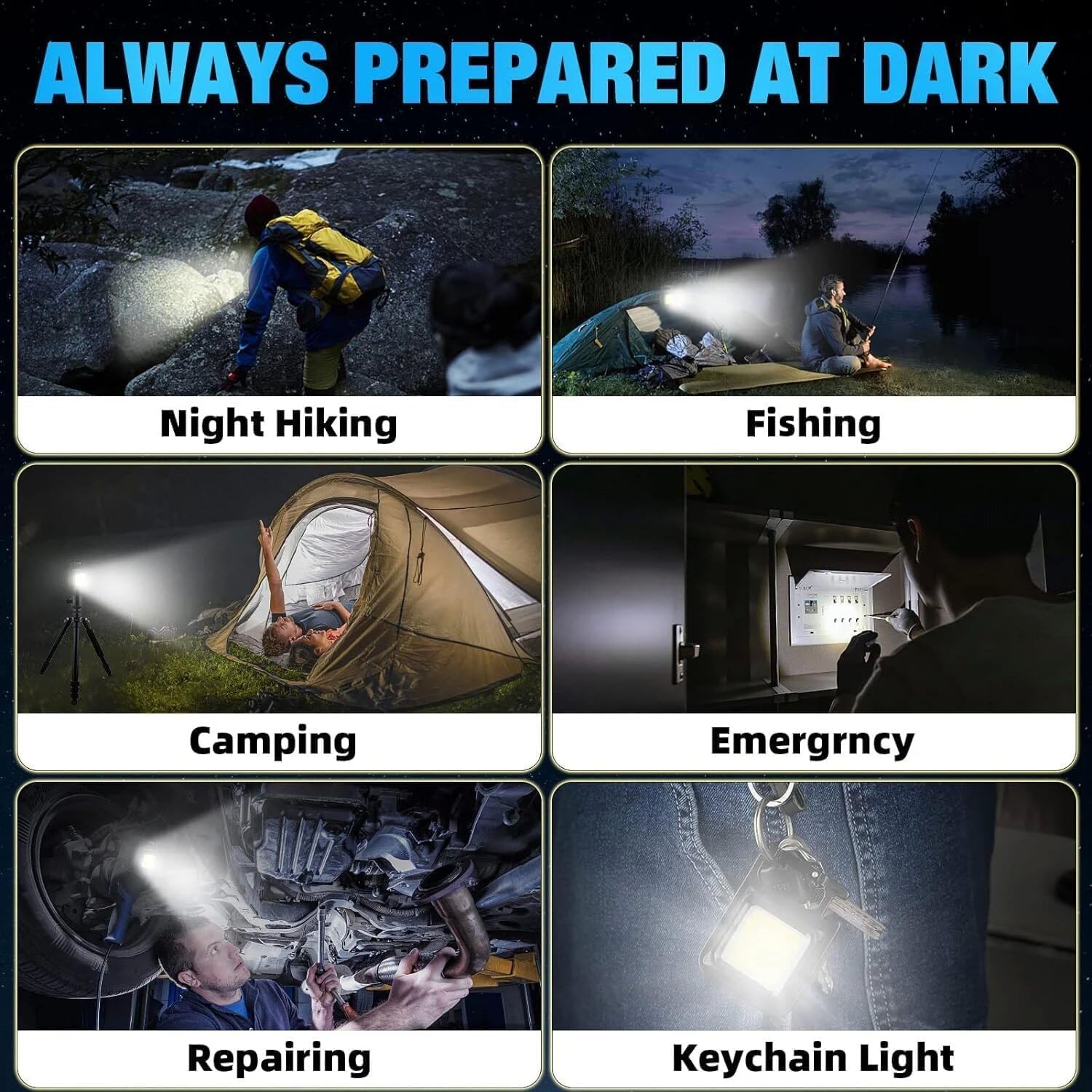 MODOAO Multifunctional Strong Light Long-Range Keychain Flashlight, Mini Convenient COB Flashlight, Rechargeable and Waterproof, Suitable for Outdoor Camping, Home Lighting, Emergency Maintenance (3)