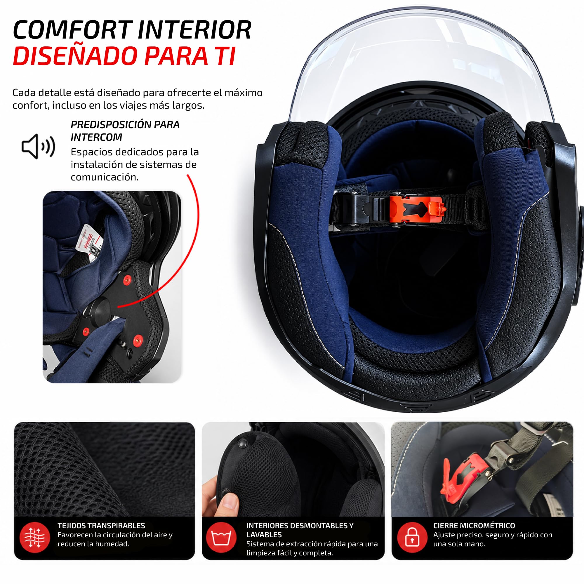 Casco Moto Jet Visera Parasol – Homologación ECE 2206 | Antirayaos Cierre Micrométrico
