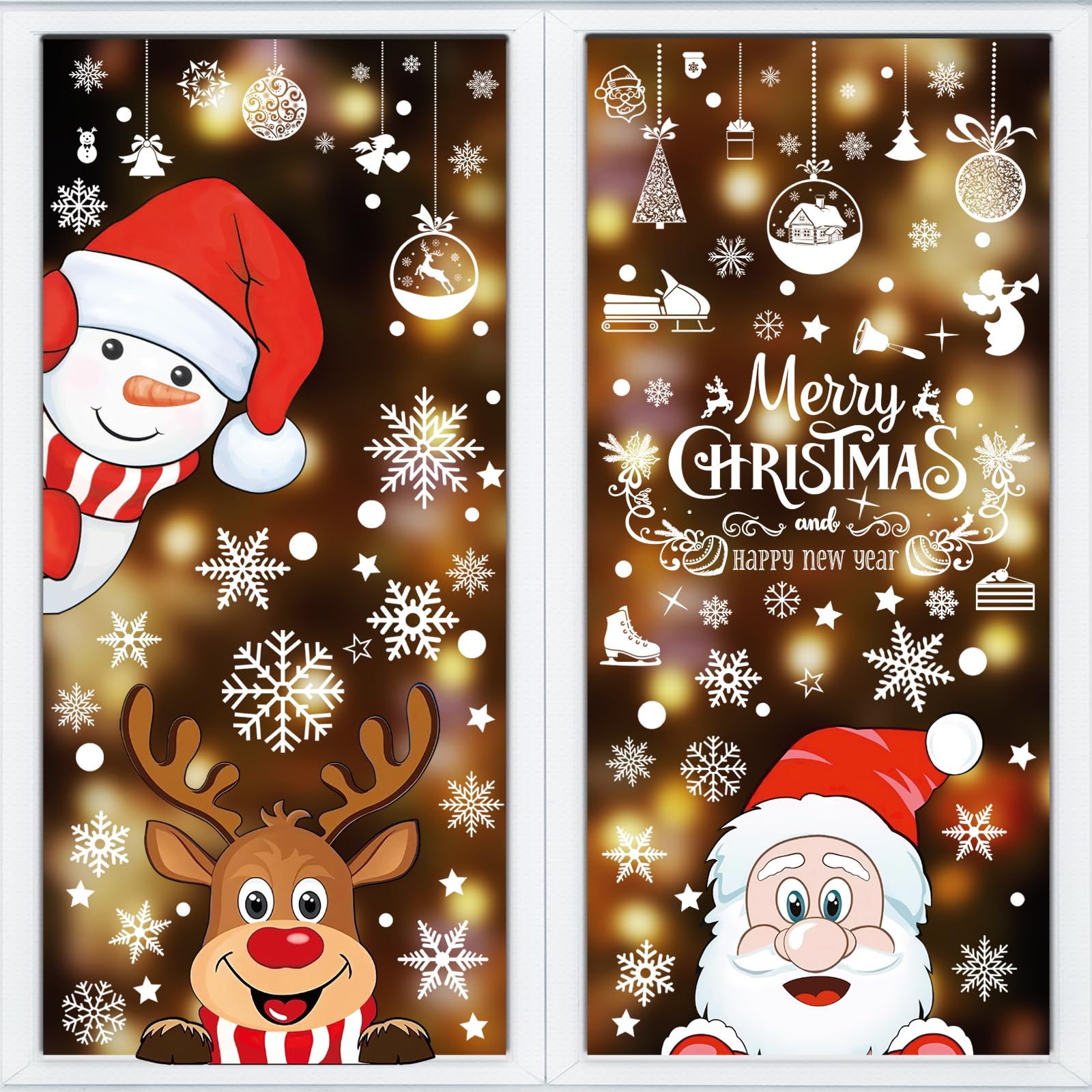 Autocollant Flocons De Neige Anstore 369 Stickers Noel Fenetre Réutilisable Renne Flocon Autocollant Décoration Noel Intérieur