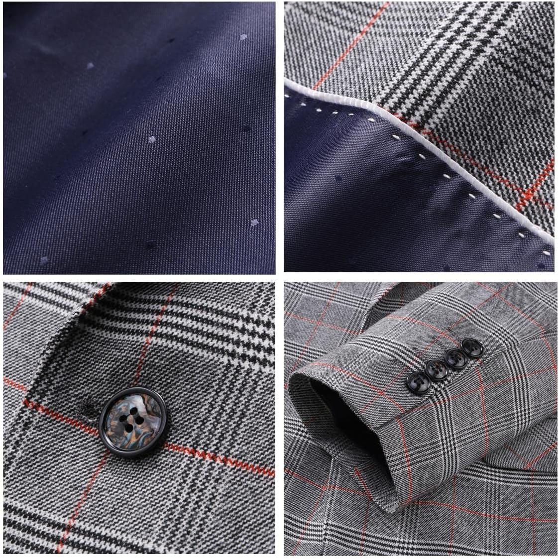 Mens Plaid Suit Slim Fit 2 Piece Casual Tuxedo Suit for Men Formal Blazer Pants Tuxedo Set for Wedding Business Party - Image 5