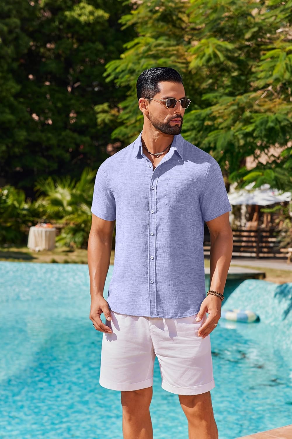 COOFANDY Short Sleeve Button Down Shirts for Men Casual Summer Beach Shirts Wedding Tops with Pocket - Image 5