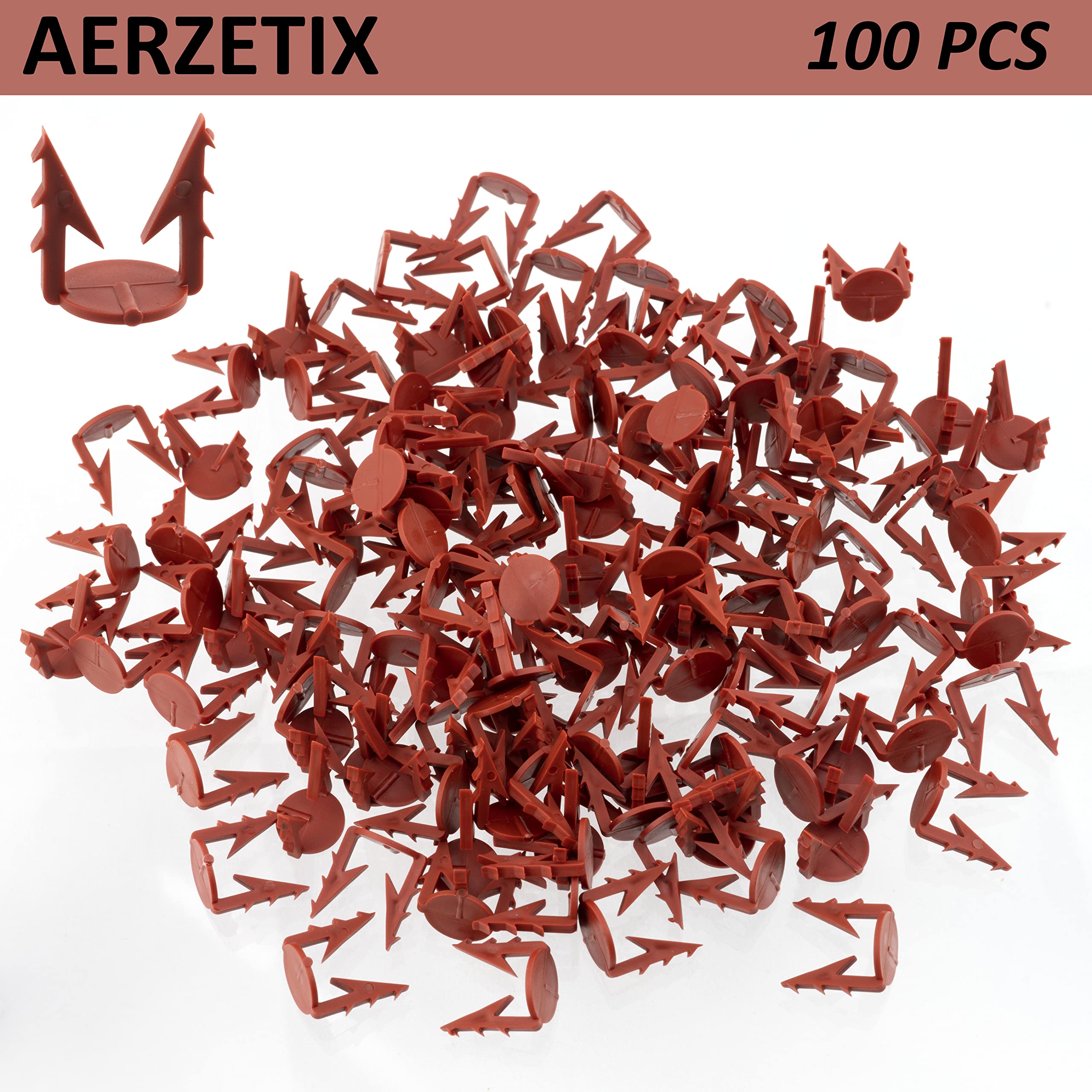 AERZETIX - C65199 - Set di 100 clip di fissaggio per rete/traliccio armato in fibra di vetro Ø14x20mm - in plastica - piastra polistirene espanso estruso lavoro supporto intonaco edilizio stucco colla