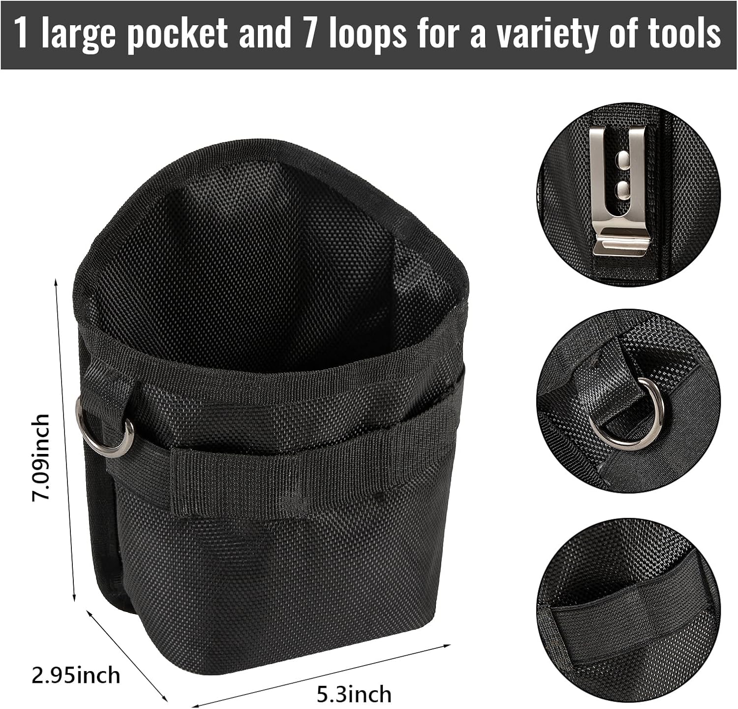 Nail/Screw Work Samll Tool Pouch with Belt Clip,Made of Oxford Cloth 1680d Bolt Storage Pouch, Mini Organizer Pocket Attachment for Tool Belt,Electrician, HVAC Tech, Plumber, Carpenter Use - Image 2