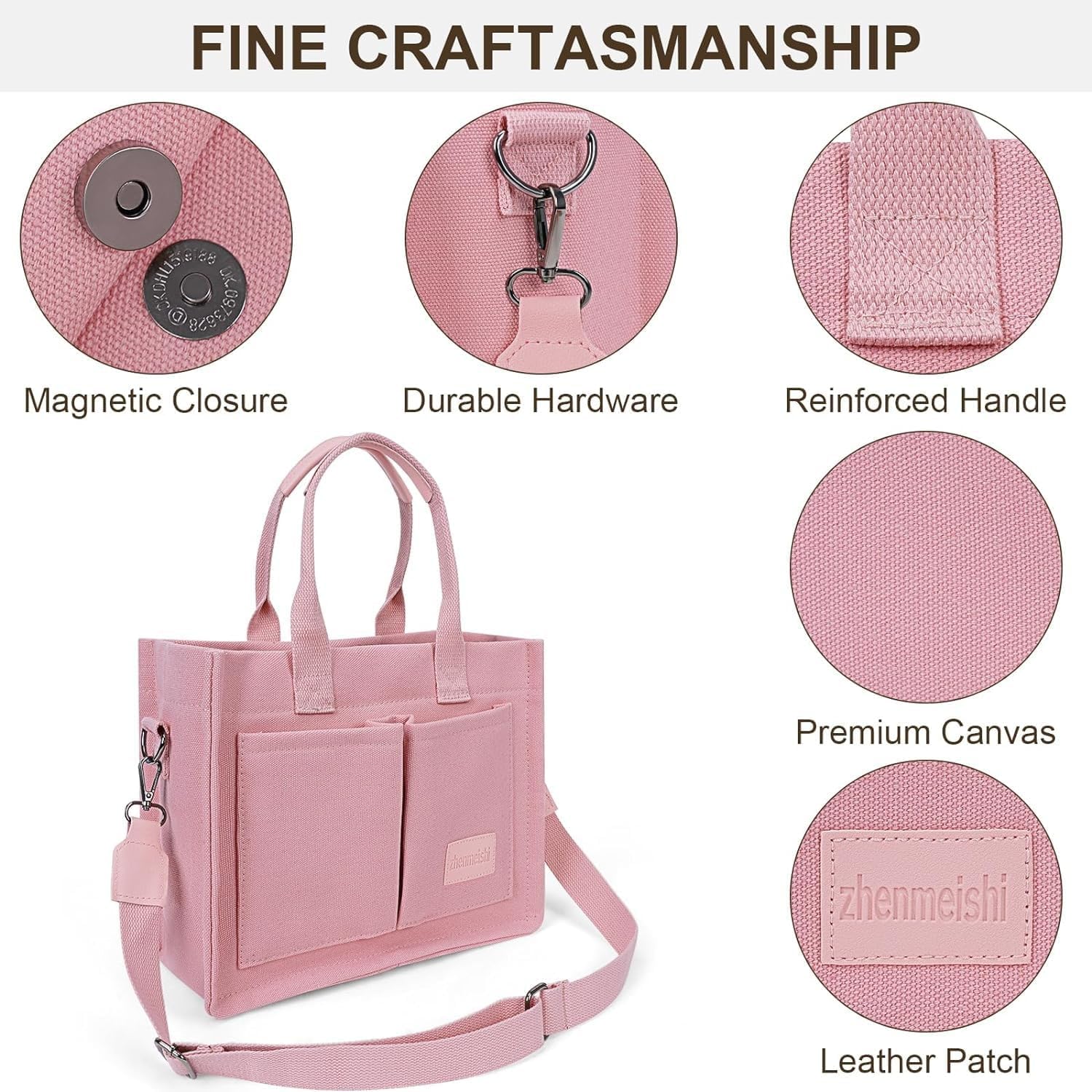 Canvas Bag with Multi Pockets Everything for Women Church Bag Mommy Diapper Bag with Compartments