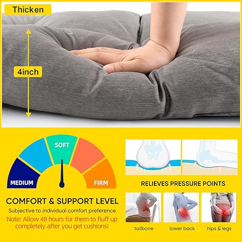 Miniatura 3 de Millsilo Cojín de banco para exteriores, cojines de espuma 70D para interiores, cojines de banco de patio resistentes al agua, antideslizantes,