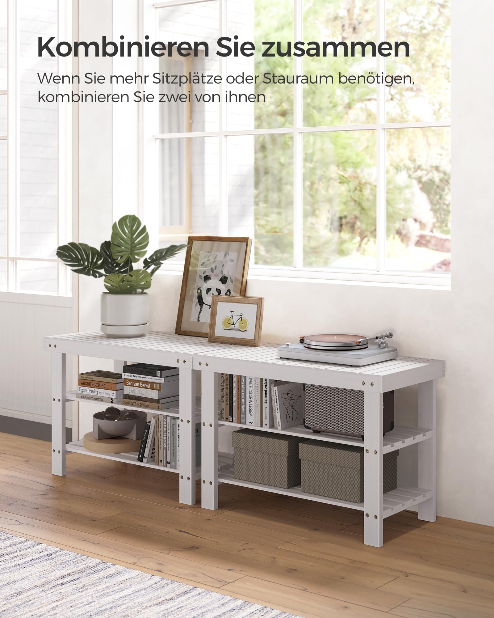 Schuhbank mit 3 Ebenen für enge Flure
