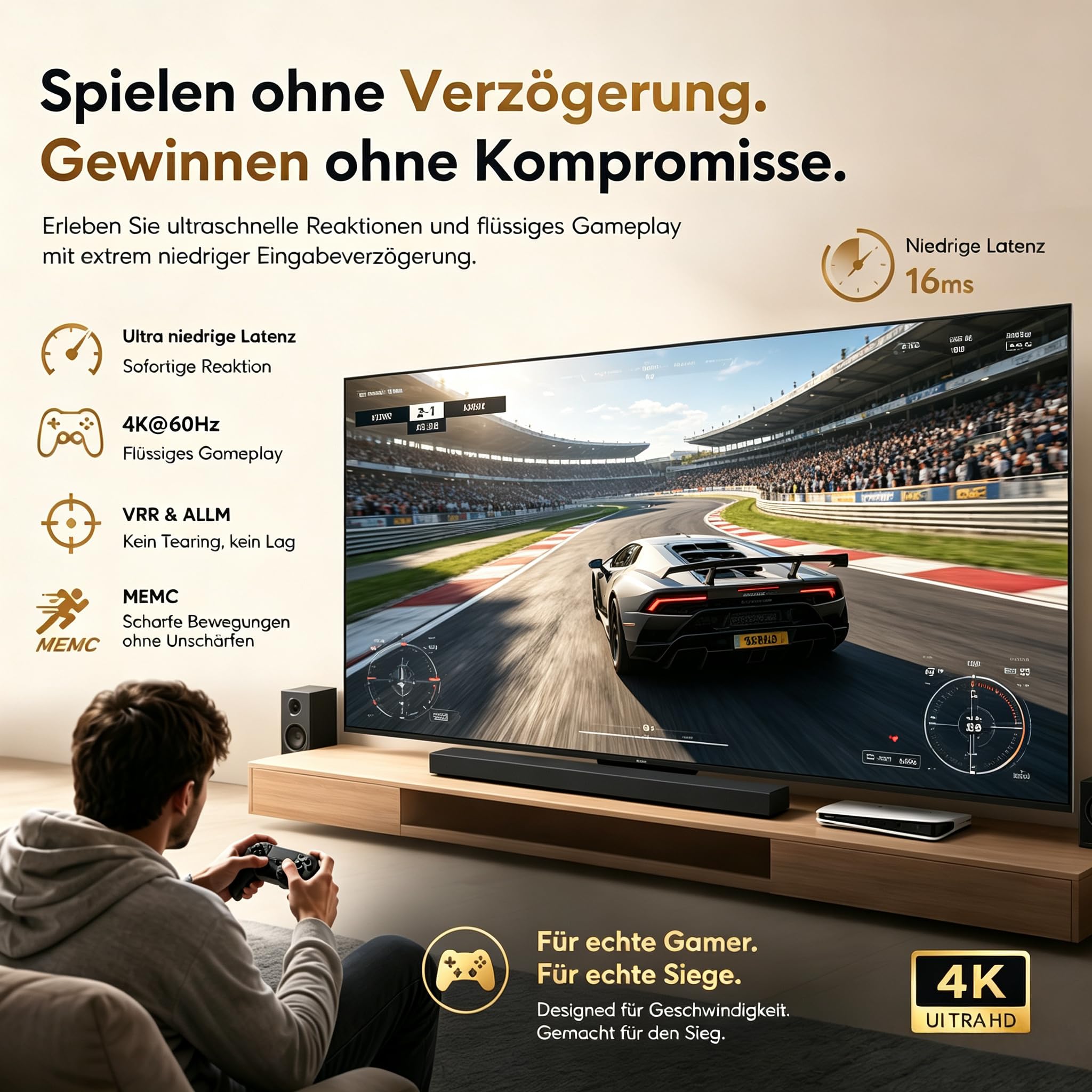 Vidéoprojecteur de lumière du jour 2300ANSI 4K Ultra HD HDR10 Projecteur intelligent de jour avec Tof Autofocus HDMI ARC/CEC 38W DB Audio WiFi6 Bluetooth 5.4 WiFi Vidéoprojecteur pour home cinéma