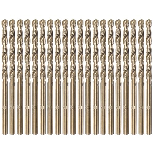 uxcell 20 brocas de cobalto de 0.14 pulgadas0.138 in de diámetro de perforación M35 brocas hexagonales para acero, aluminio, cobre, acero de