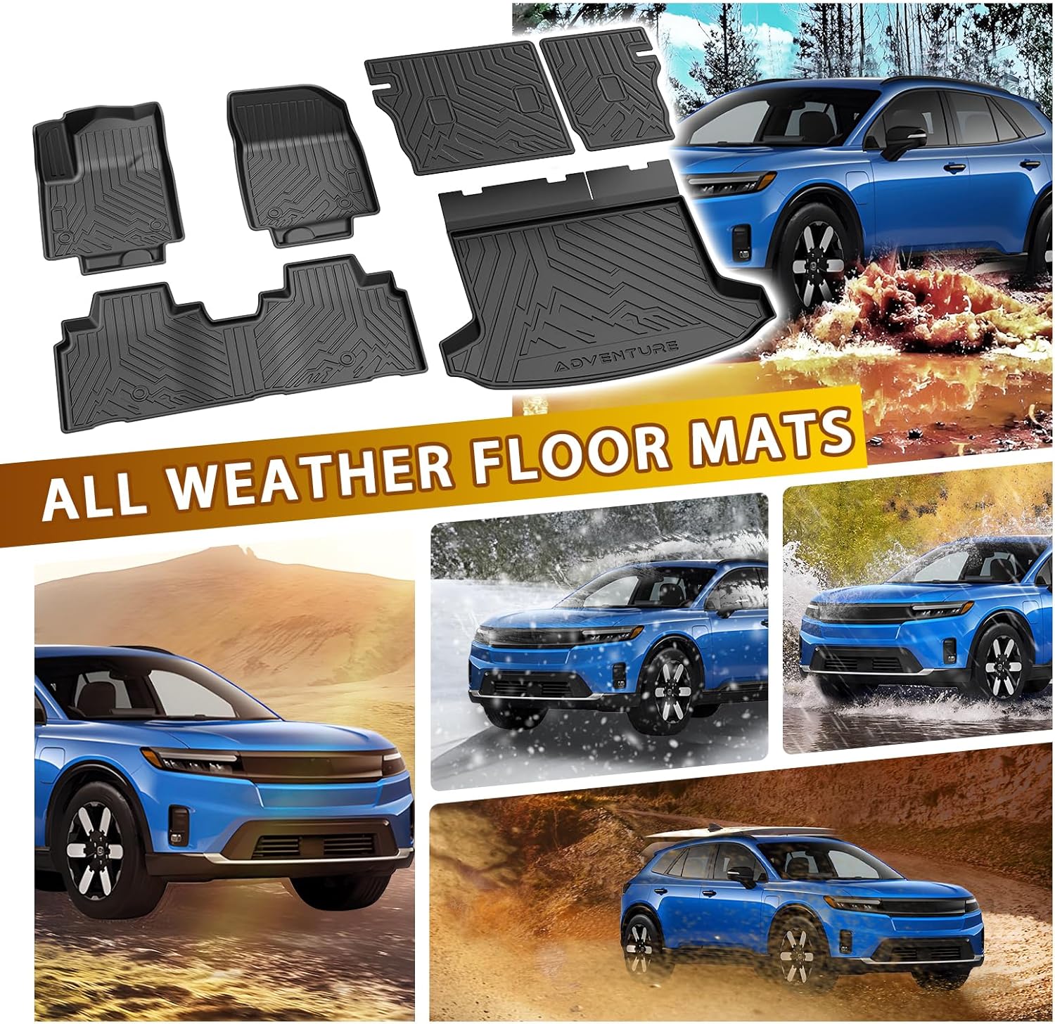 Powerty Floor Mat for Honda Prologue & Chevrolet Blazer EV 2024 2025 2026, All Weather TPE Custom Trunk Cargo Mat Liner with Backrest Mat Replacement for Honda Prologue Accessories - Image 6