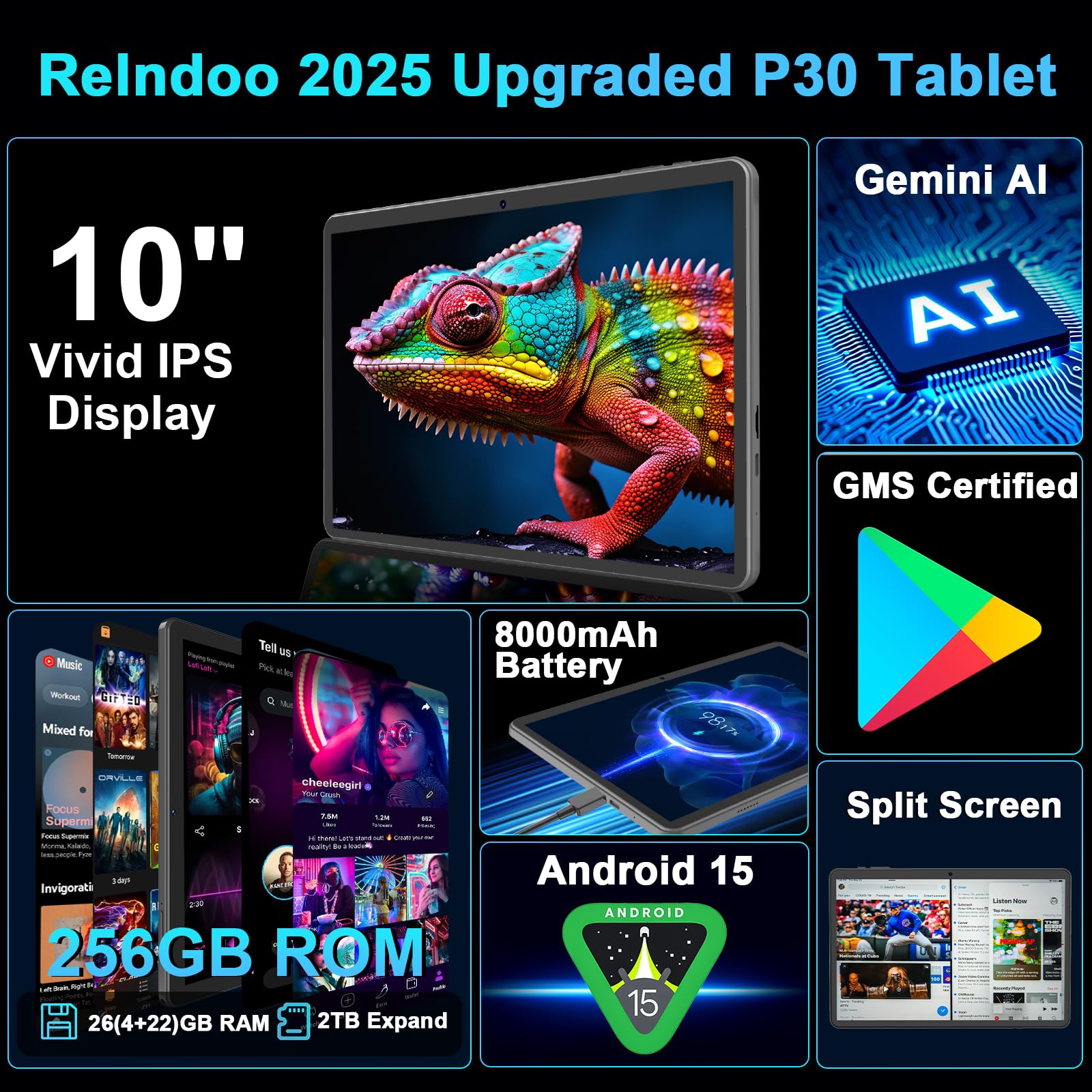 Amazon.com : 2026 Android 15 Tablet with Keyboard, 26GB+256GB+2TB