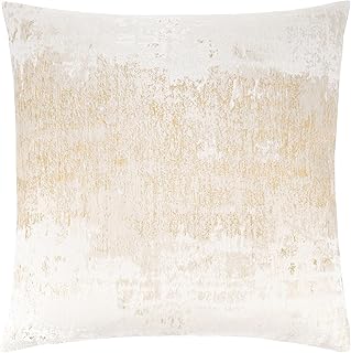 THE-TINOART Modern Cream Gold Throw Pillow Covers 20x20, Beige and Gold Jacquard Woven Decorative Pillow Covers for Couch Sofa Bed, Neutral Textured Home Decor