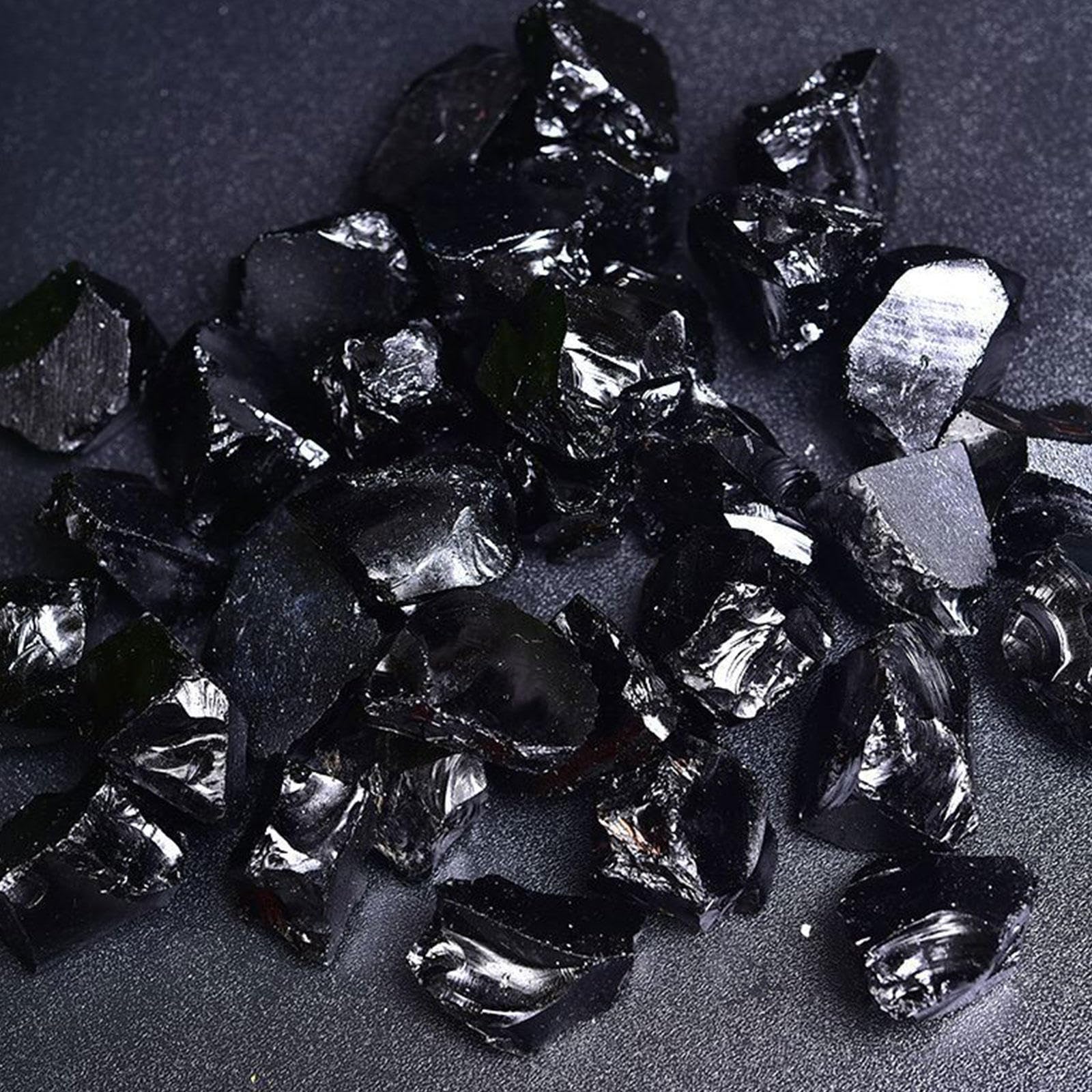 Juego de Cristales de Piedras Crudas de Obsidiana Negra a Granel de 2,2 Libras - Piedra Obsidiana - Piedras Crudas para Caer – Wicca y Curación de Cristal Energético,2-3cm