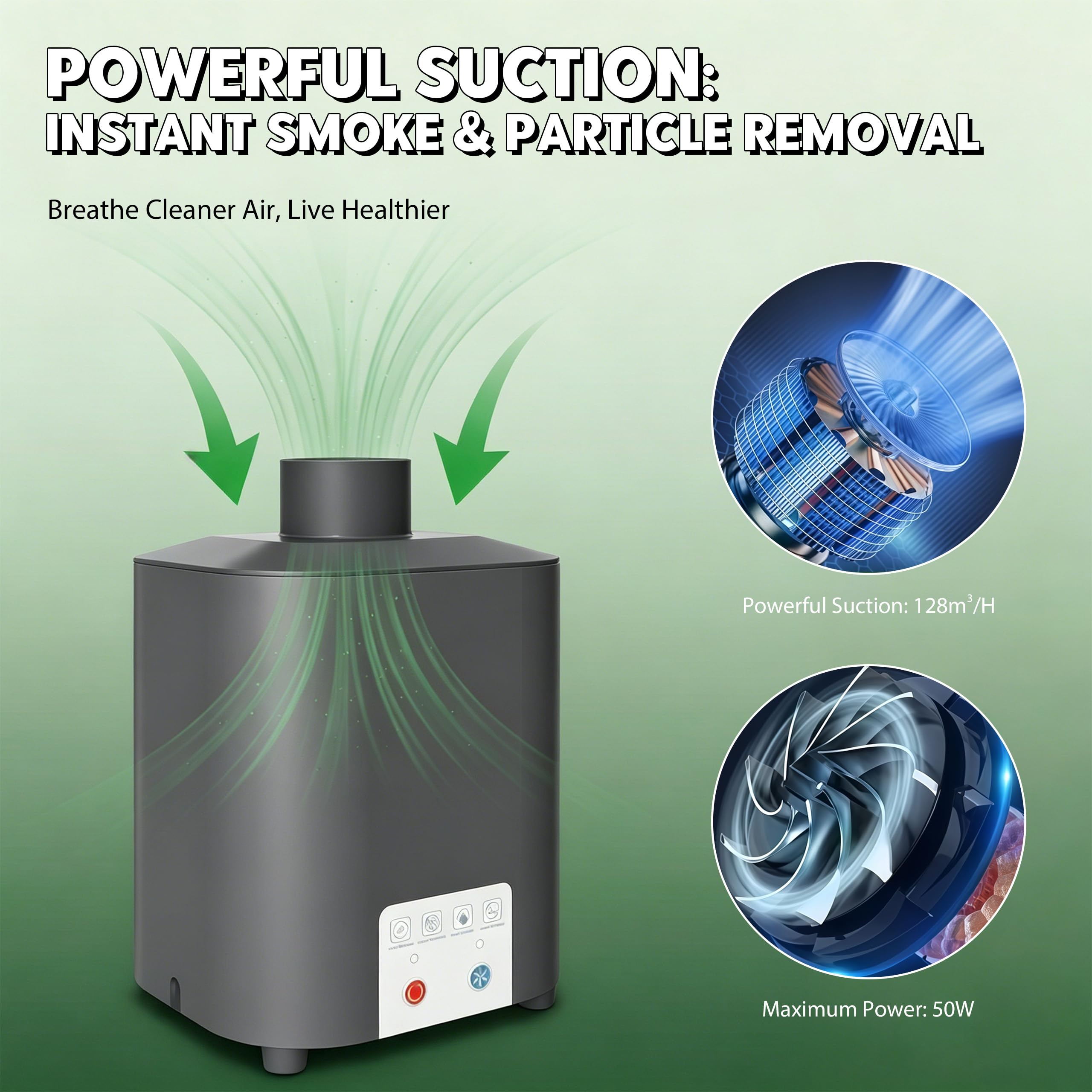 Purificador de aire para grabador láser extracción de humo portátil | para grabador con sistema de filtración de 3 niveles, mini absorbedor de humo, extracción de humo de soldar