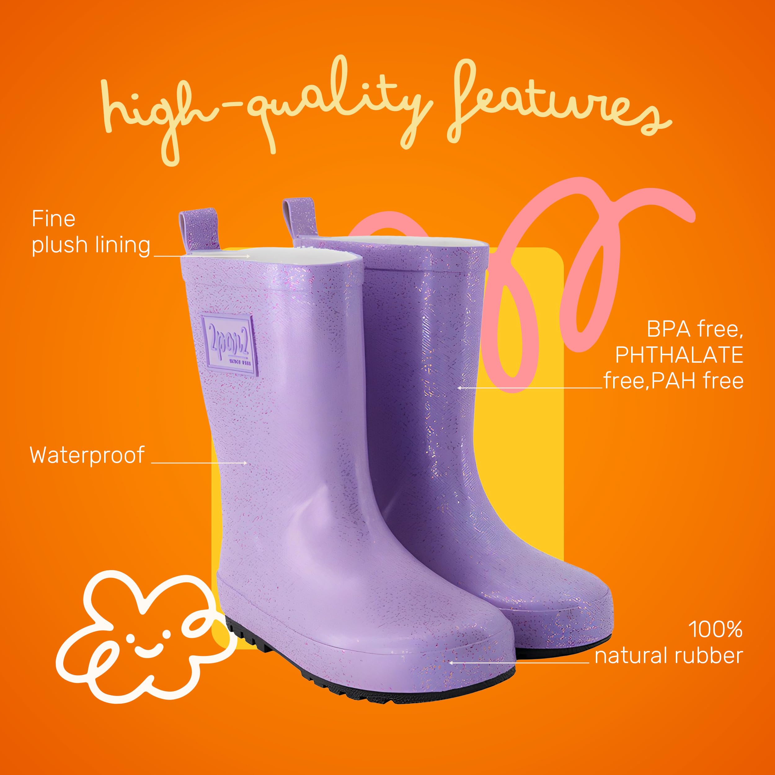 Deux par Deux Kids Unisex Girl Boy Rain Boots - 4