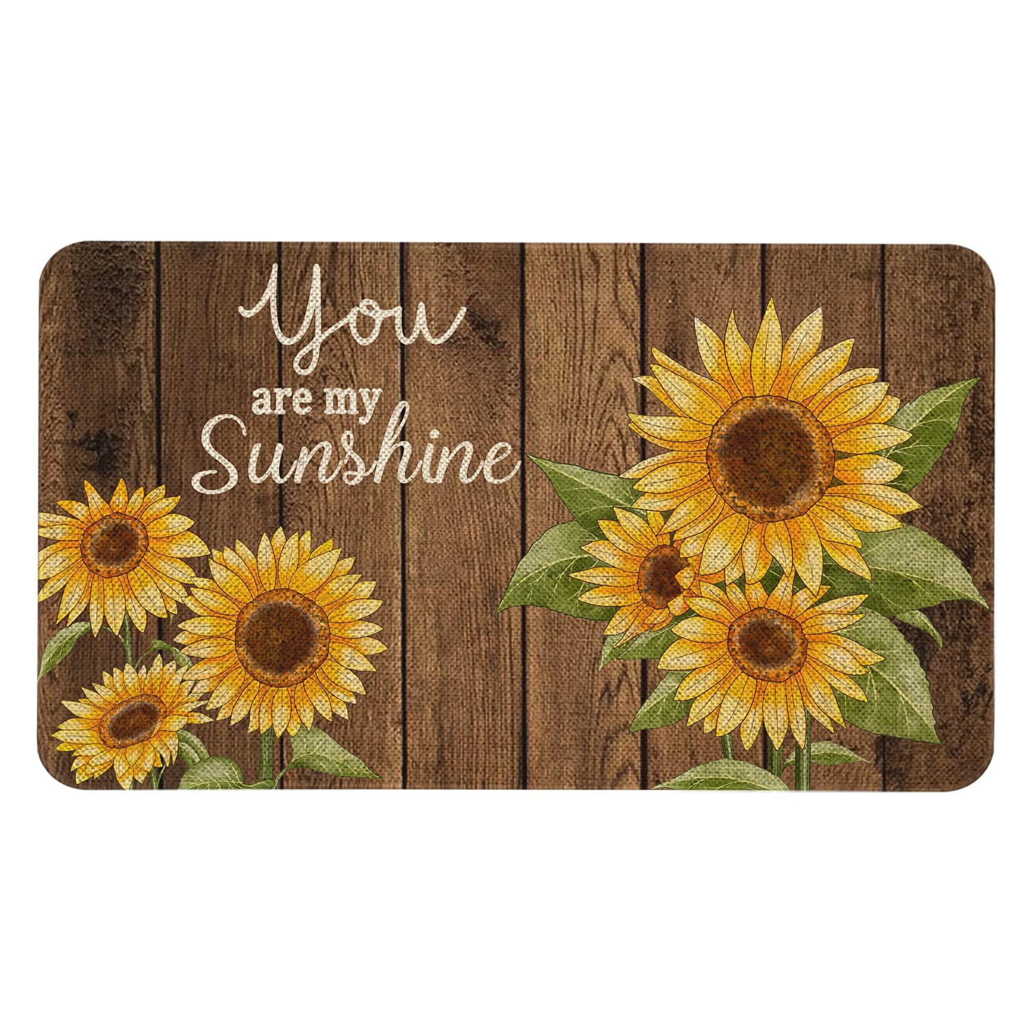 Roszwtit Farmhouse Kitchen Rugs and Mats, You are My Sunshine Sunflowers Door Mat, Seasonal Washable Non-Slip Floor Mats for Home Kitchen Decor 30x17