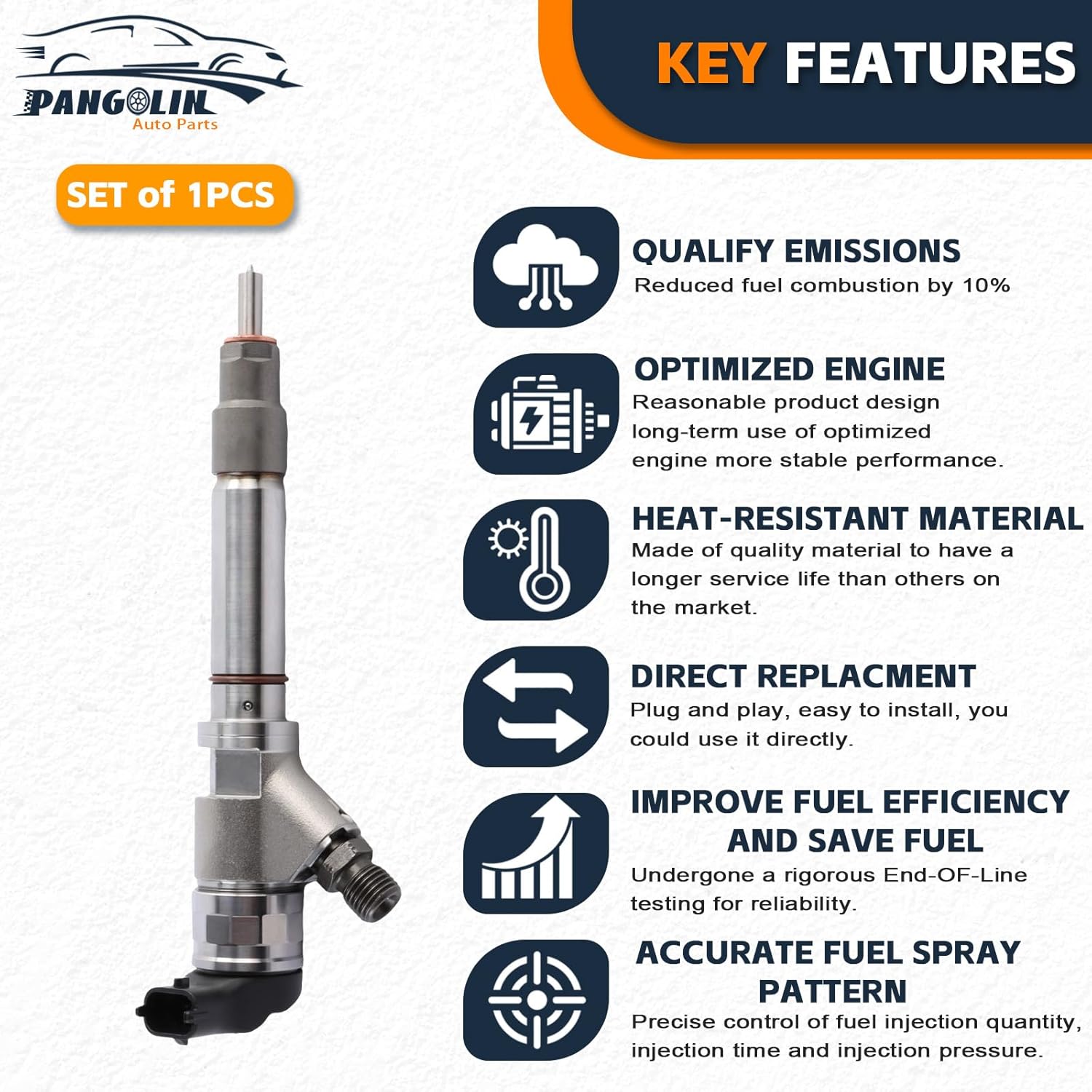 PANGOLIN 0445120082 Common Rail Fuel Injector for Duramax LMM 6.6L GM Chevy Sierra Silverado Express Savana 2500 3500 4500 Diesel, Replace 97780360 0986435520