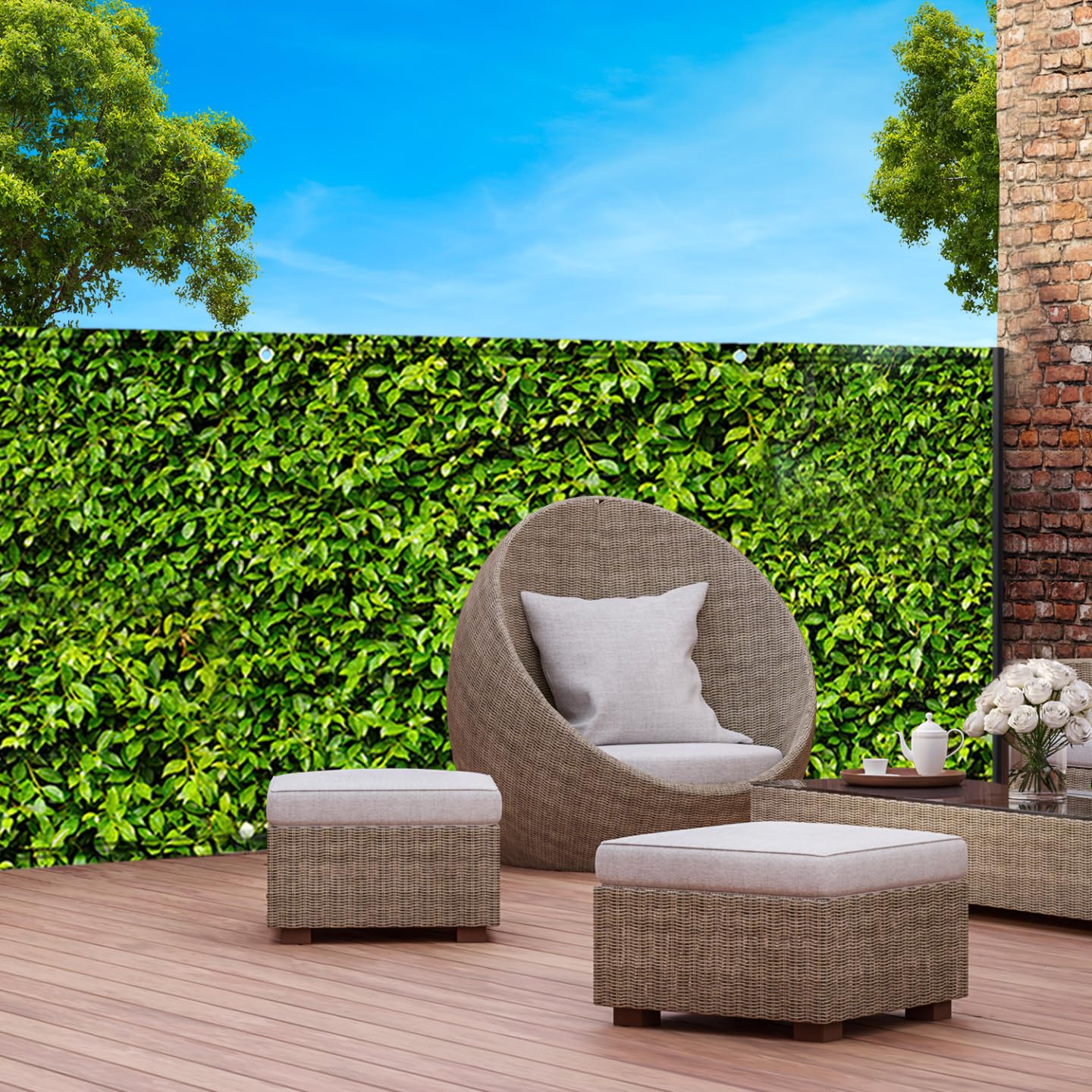 IDMarket - Rete ombreggiante 1,8x10m, telo rotolo per recinzione giardino 160g/m², stampa fogliame