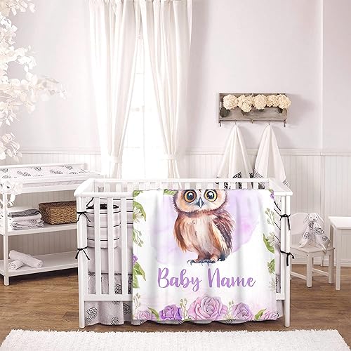 Miniatura 4 de Cute Owl - Manta personalizada con nombre para bebé, niña y niño, mantas de bebé personalizables para niñas y niños, manta de bebé personalizada,