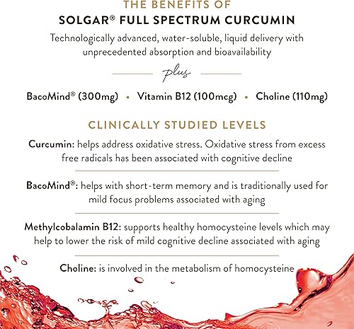 Miniatura 5 de Solgar Full Spectrum Curcumin Brain Works, 90 Licaps - Apoya la recuperación de memoria, enfoque, función cognitiva, soporte antioxidante,