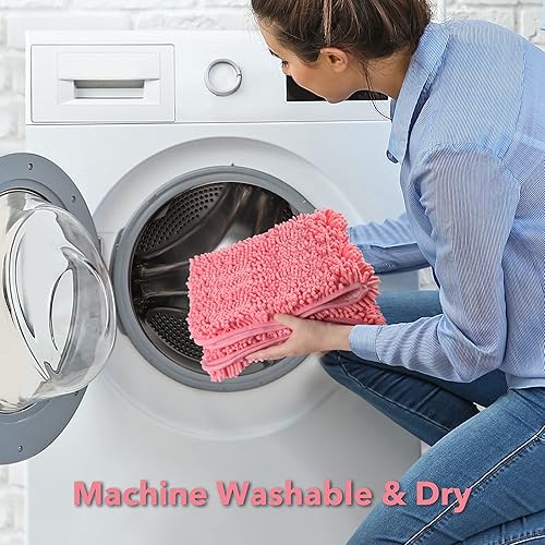 Miniatura 5 de Yeaban Juego de alfombras de baño rosa de 2 piezas (20 x 32 pulgadas y 17 x 24 pulgadas), tapetes de baño de felpilla gruesa  Alfombras de baño